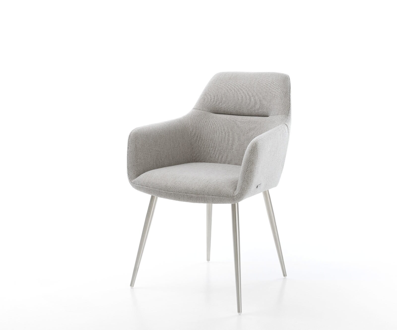 Chaise-de-salle-à-manger Pejo-Flex rayures gris clair 4 pieds coniques acier inoxydable brossé ressorts ensachés