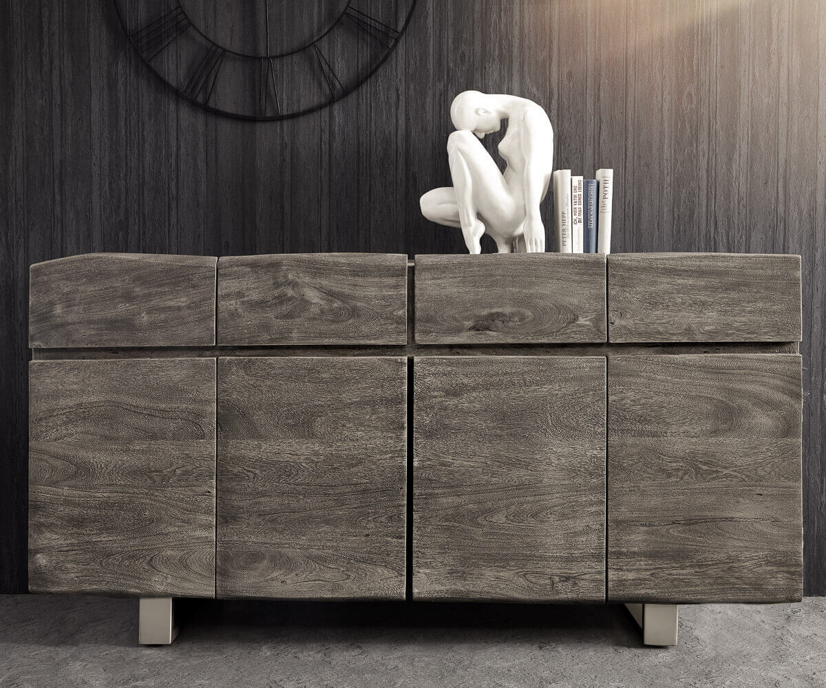 Buffet Live-Edge 172 cm acacia platine 4 tiroirs 4 portes 3