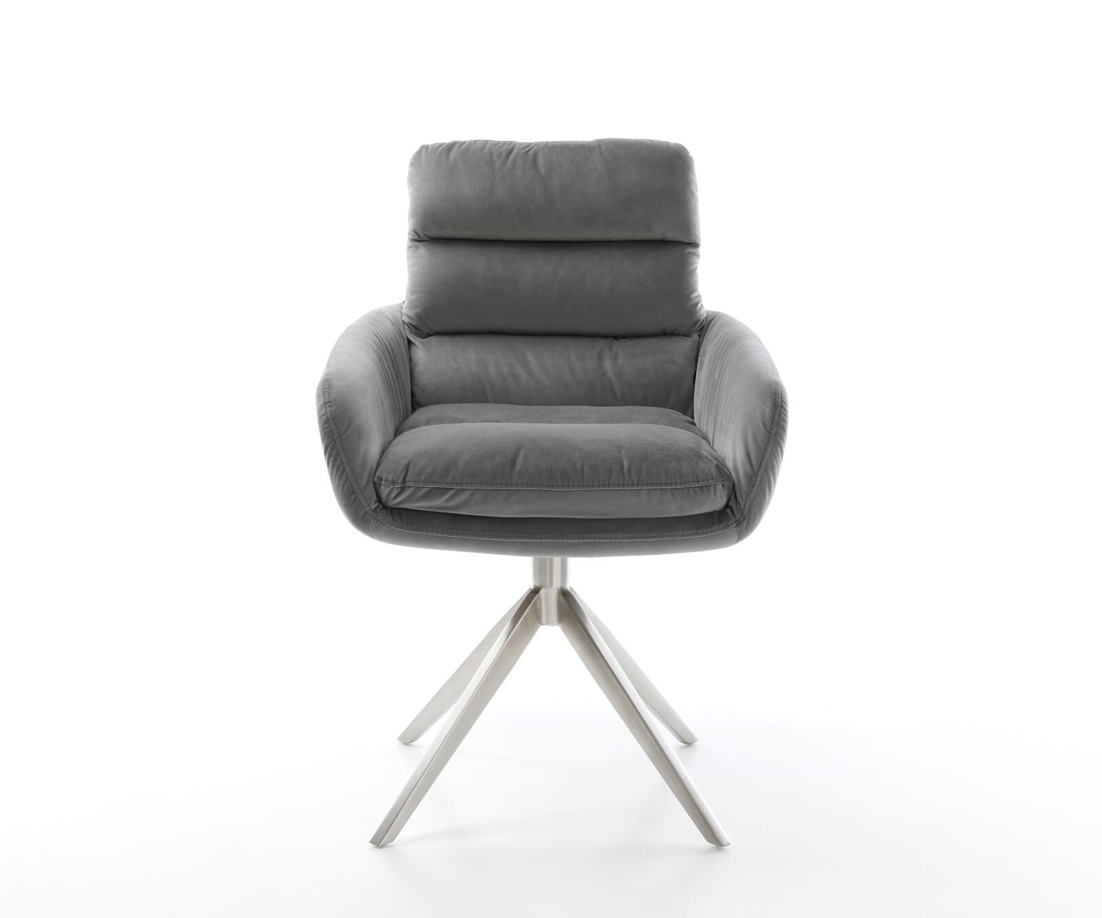 Chaise-pivotante Abelia-Flex velours gris pied croisé large acier inoxydable brossé pivotement sur 360° fonction bascule 1 Chaise-pivotante Abelia-Flex velours gris pied croisé large acier inoxydable brossé pivotement sur 360° fonction bascule 1