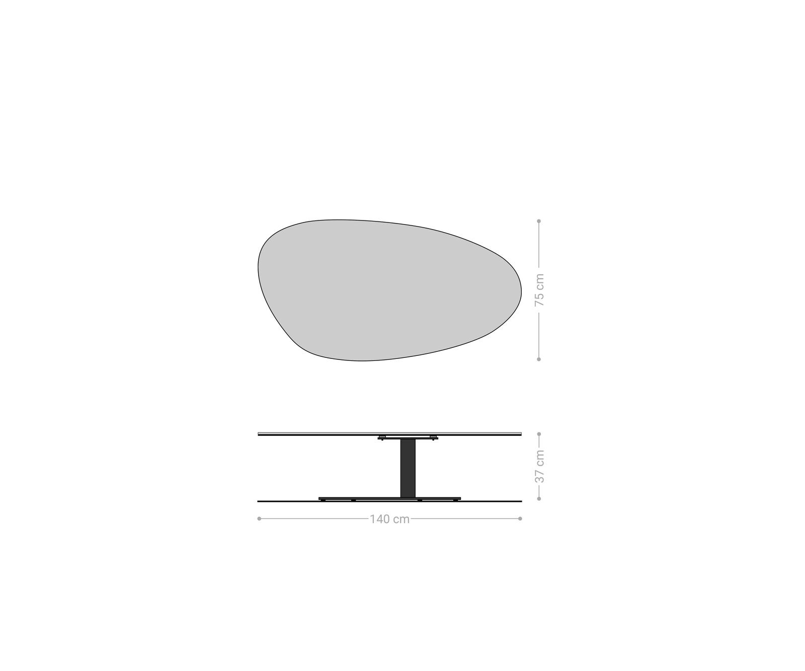 Table basse Edge Oval 140x75 cm chêne naturel bord arrondi Vibany acier inoxydable brossé 6