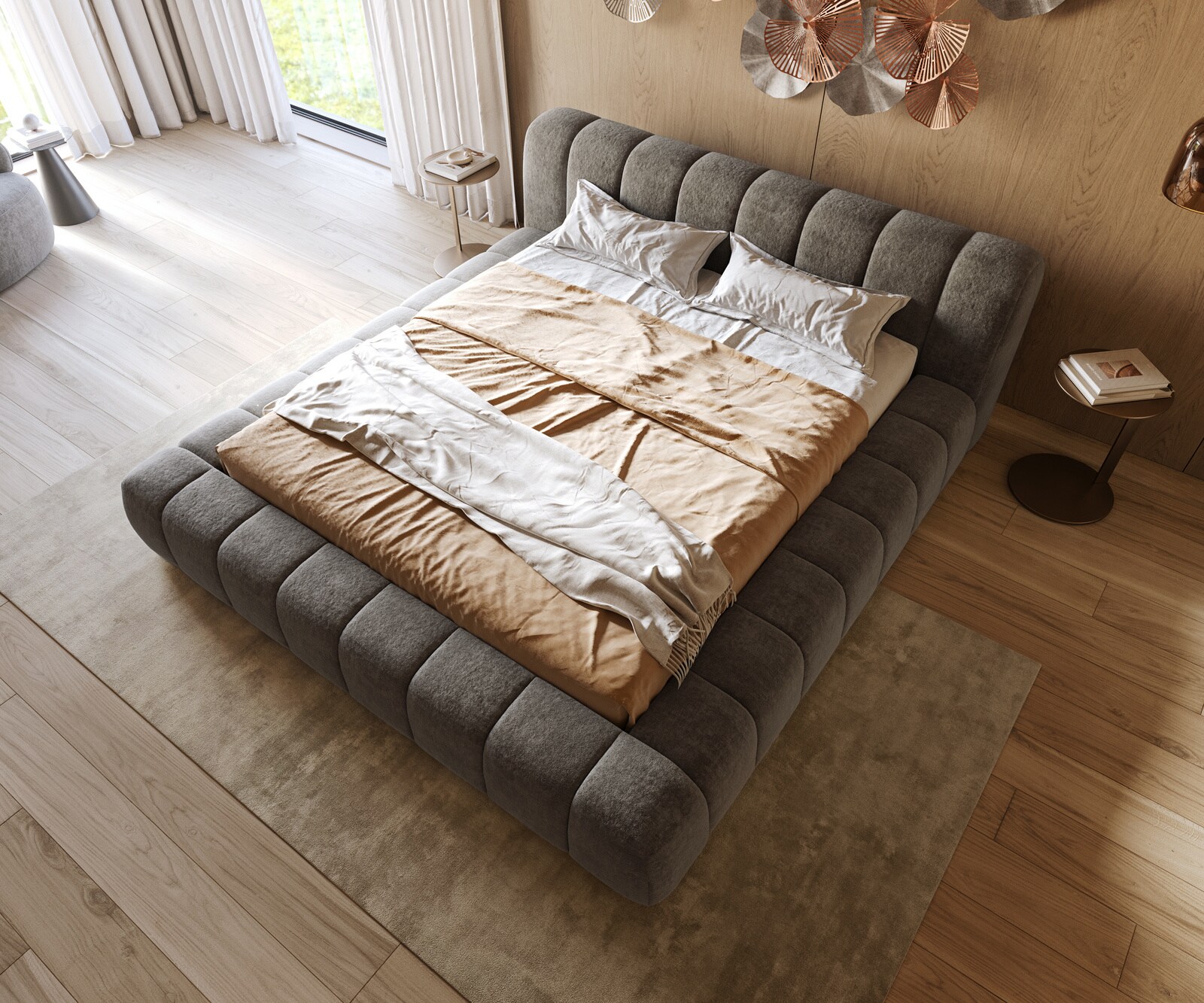 Sommier-rembourré Cutio 180x200 cm Bouclé Soft Boue 1