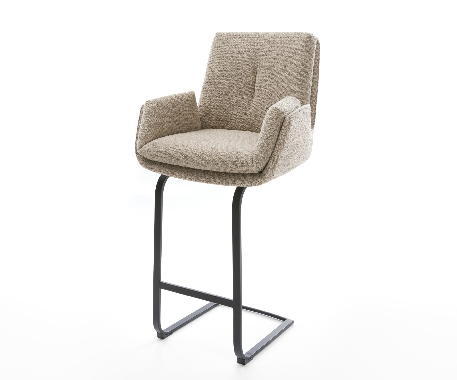 Chaise-de-bar Clea-Flex Bouclé Boue Pied cantilever plat noir Noir