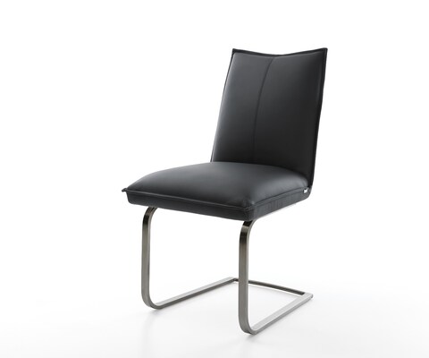 Cantilever Lelio-Flex cuir de vache noir pied cantilever plat grafiete ressorts ensachés