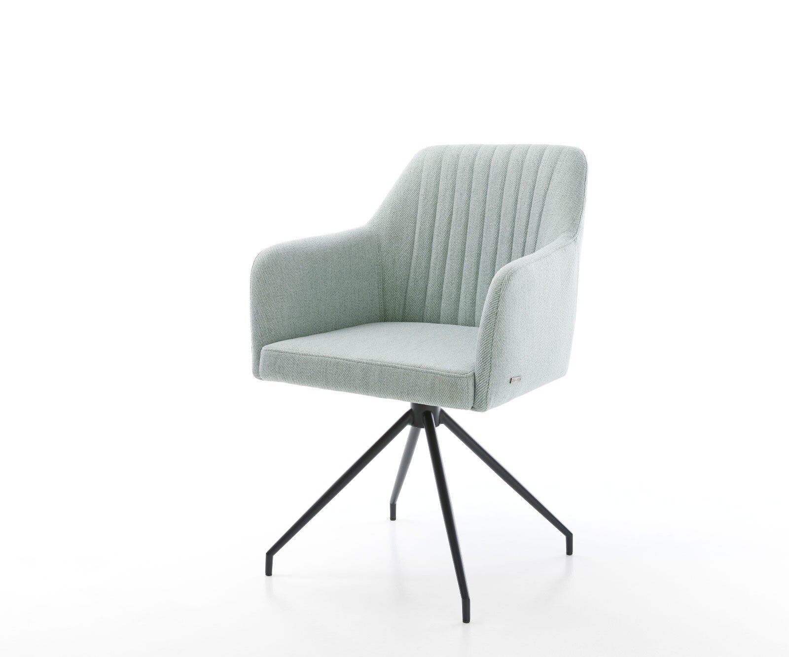 Chaise-de-salle-à-manger Greg-Flex rayures Vert menthe pied croisé conique noir ressorts ensachés