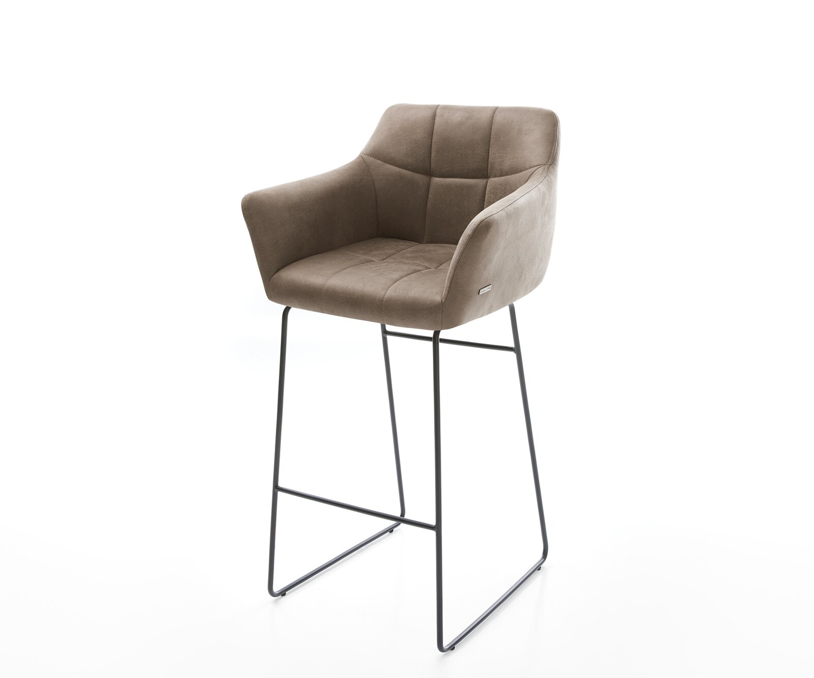 Chaise-de-bar Yulo-Flex vintage taupe cadre patin métal Chaise-de-bar Yulo-Flex vintage taupe cadre patin métal