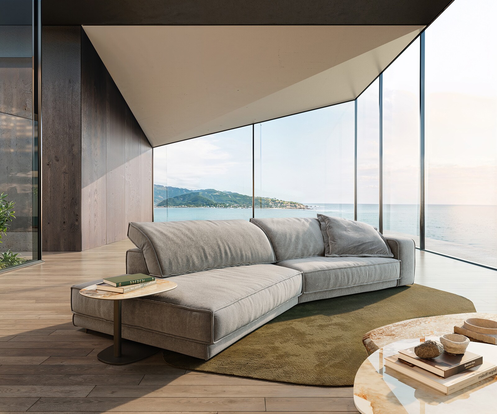 Grand canapé Snoosh 400x150 cm Tissu structuré Soft Gris méridienne gauche 1 Grand canapé Snoosh 400x150 cm Tissu structuré Soft Gris méridienne gauche 1