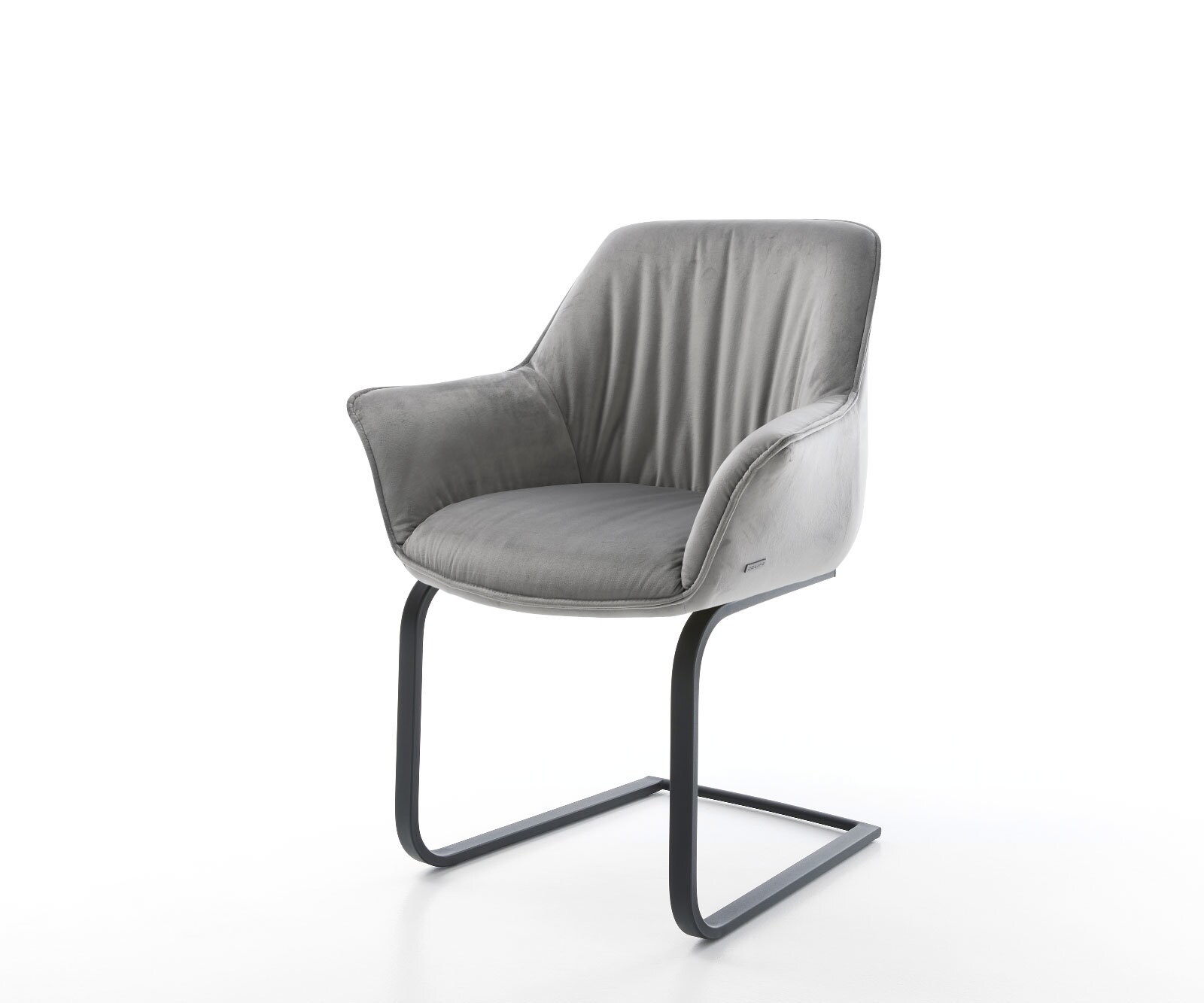 Cantilever Keila-Flex avec accoudoirs velours gris pied cantilever plat noir