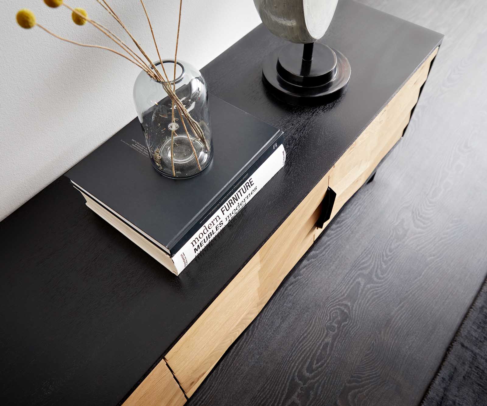 Meuble-TV Muvi 200 cm chêne naturel manguier noir métal noir 4 portes 6