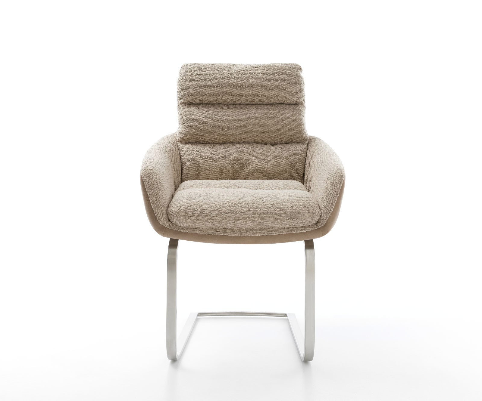 Cantilever Abelia-Flex avec accoudoirs tissu mixte couleur boue pied cantilever plat acier inoxydable brossé 1 Cantilever Abelia-Flex avec accoudoirs tissu mixte couleur boue pied cantilever plat acier inoxydable brossé 1