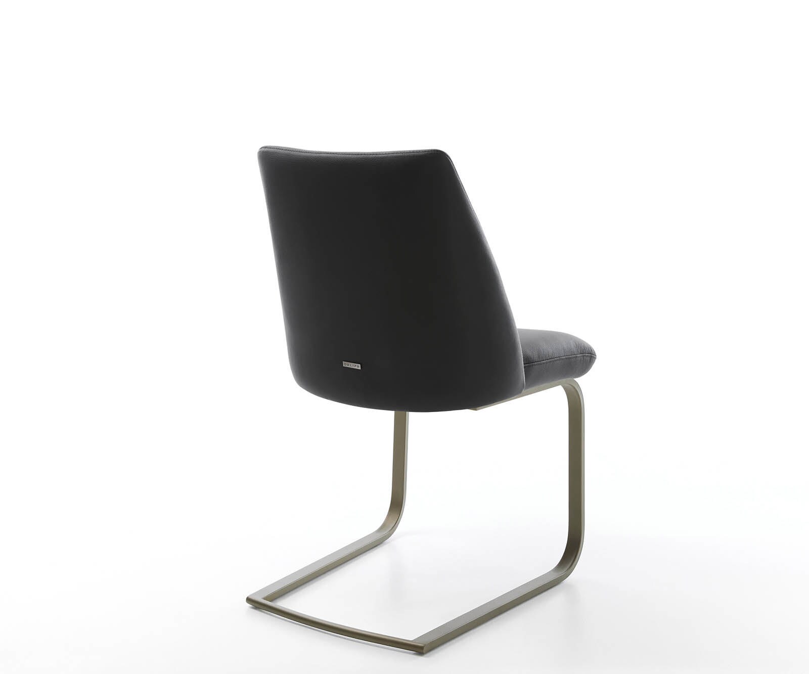 Cantilever Elso-Flex cuir de vache noir pied cantilever plat aspect titane ressorts ensachés 4