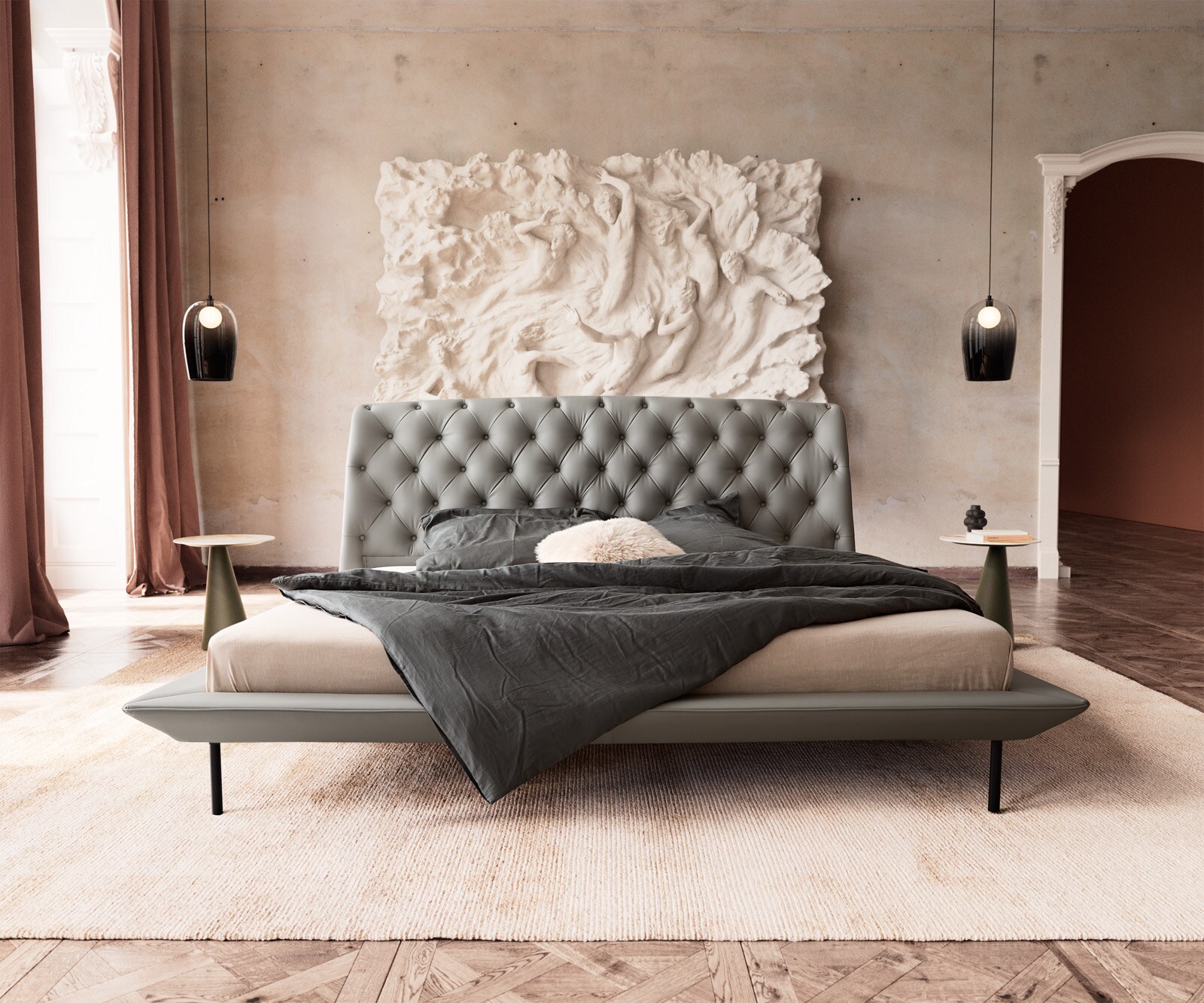 Sommier rembourré Rafinata 180x200 cm similicuir gris clair 1