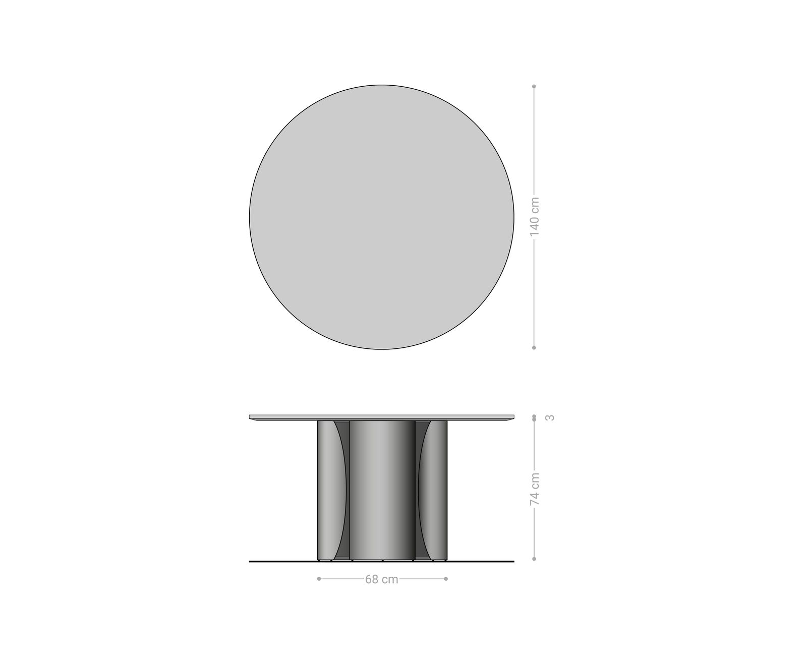 Table-à-manger Adenza ronde 140 x 140 cm Marbre blanc Métal doré Finition fusion 8