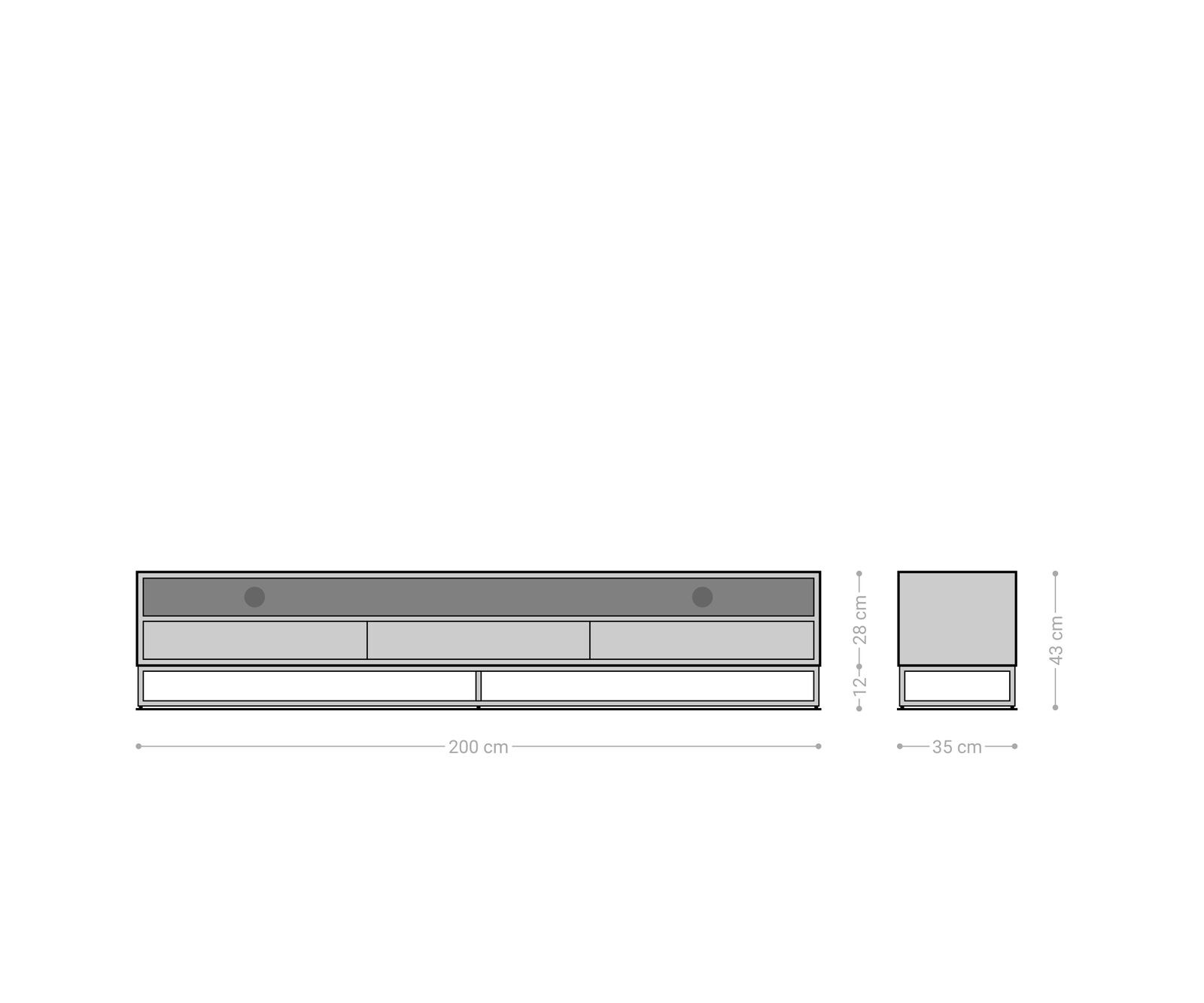 Meuble-TV Famke 200 cm mangue teck 2 compartiments 3 tiroirs 8