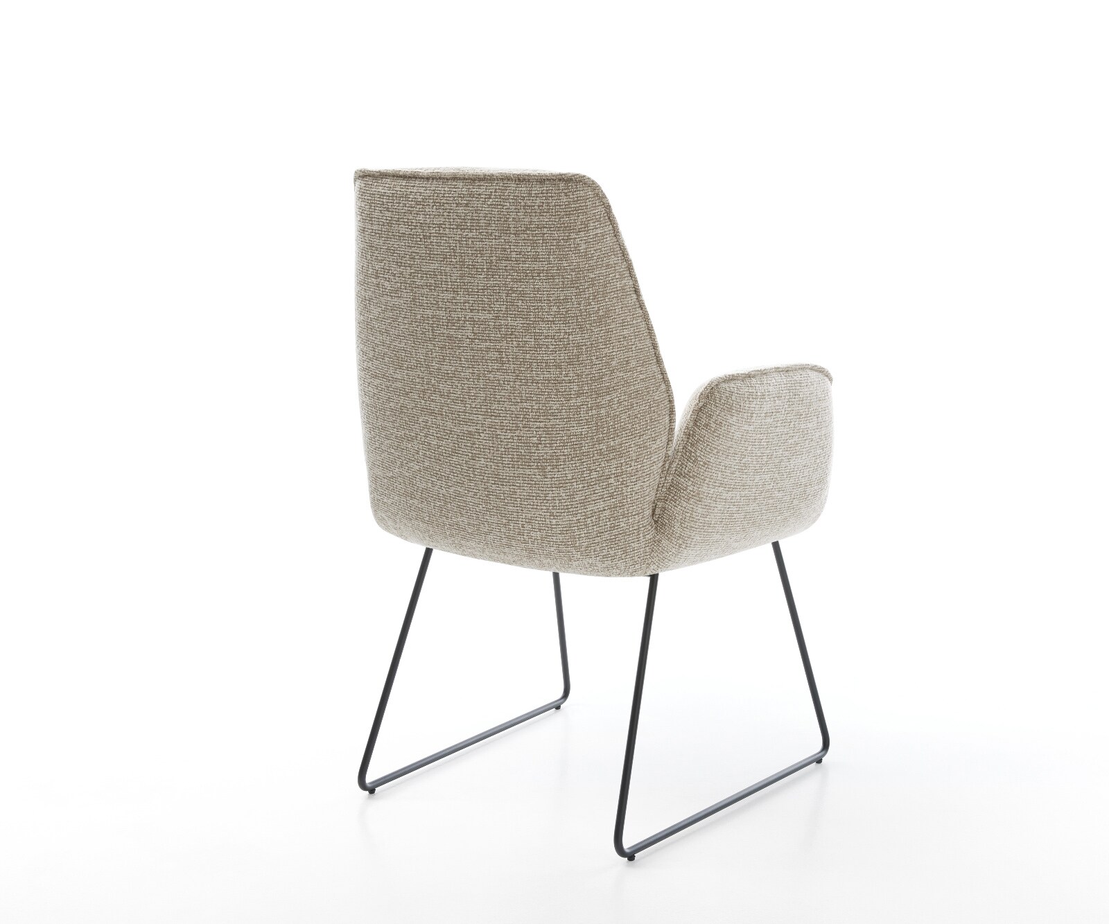 Chaise-de-salle-à-manger Zoa-Flex tissu tissé doux beige pied trapèze noir resorts ensachés 4