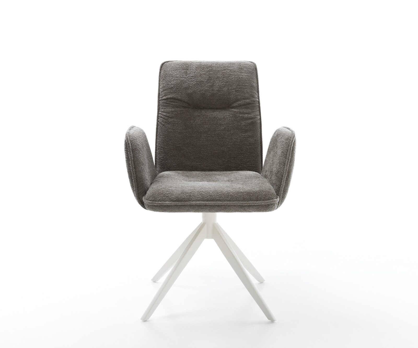 Chaise-pivotante Vinja-Flex bouclé doux couleur boue pied croisé large blanc pivotement sur 360° fonction bascule 1