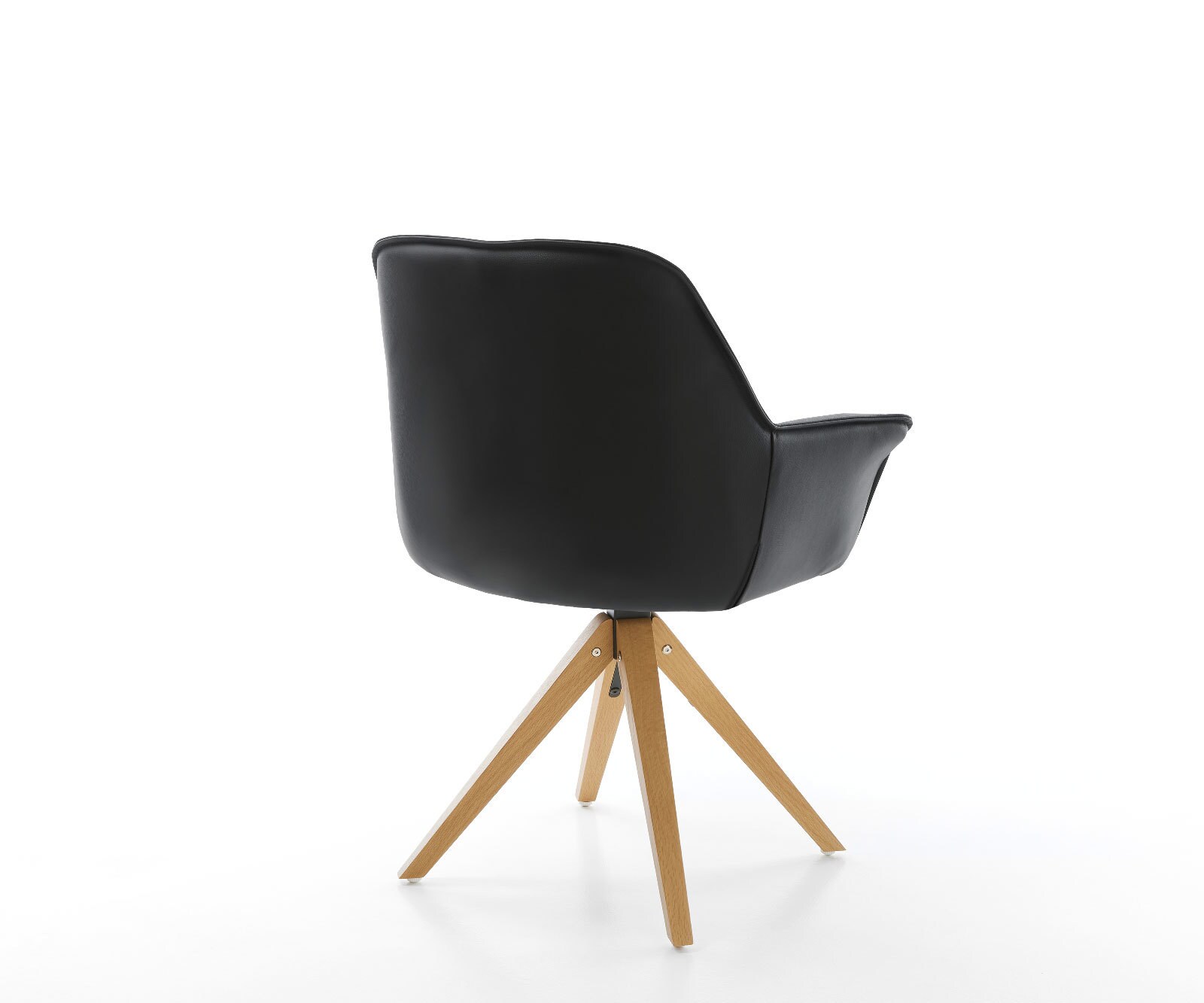 Chaise-de-salle-à-manger Keila-Flex avec accoudoirs cuir de vache noir pied en bois angulaire naturel 5 Chaise-de-salle-à-manger Keila-Flex avec accoudoirs cuir de vache noir pied en bois angulaire naturel 5