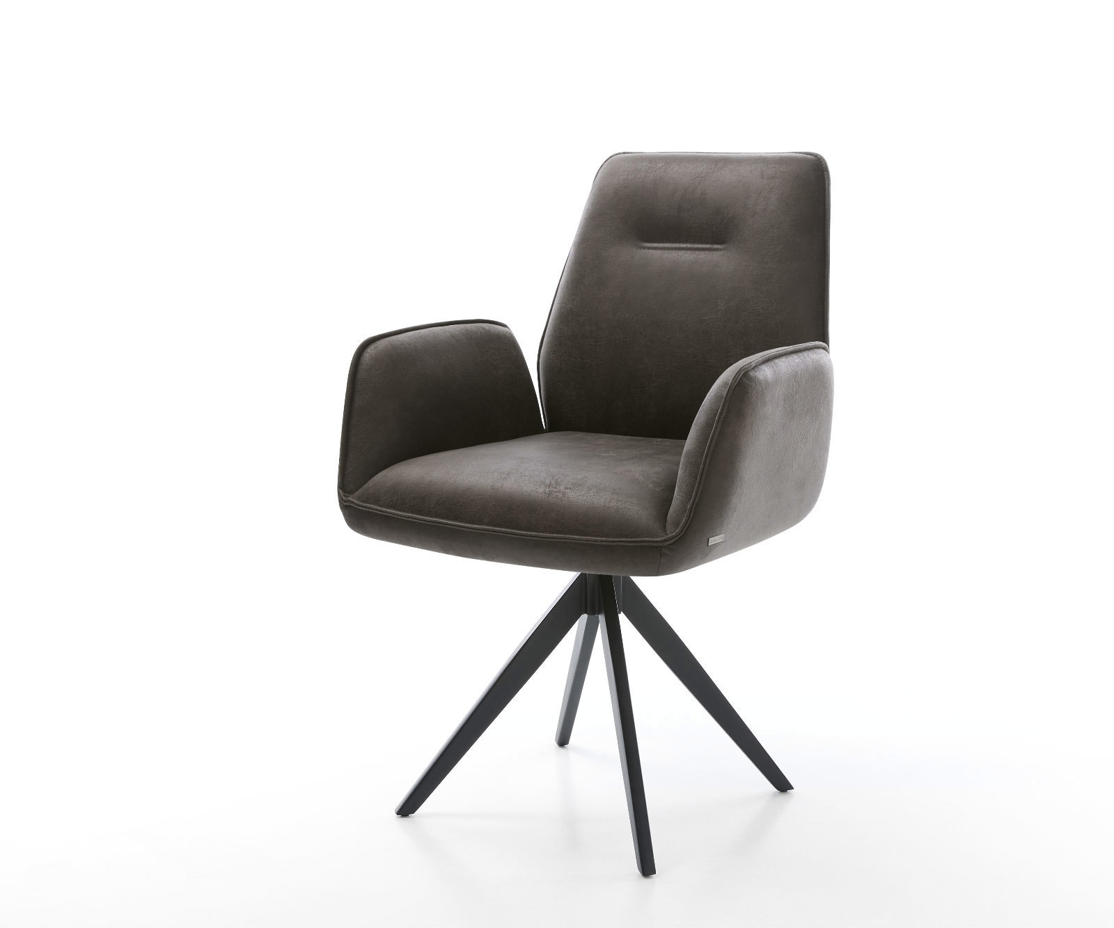 Chaise-de-salle-à-manger Zoa-Flex microvelours anthracite vintage pied croisé angulaire noir ressorts ensachés Chaise-de-salle-à-manger Zoa-Flex microvelours anthracite vintage pied croisé angulaire noir ressorts ensachés