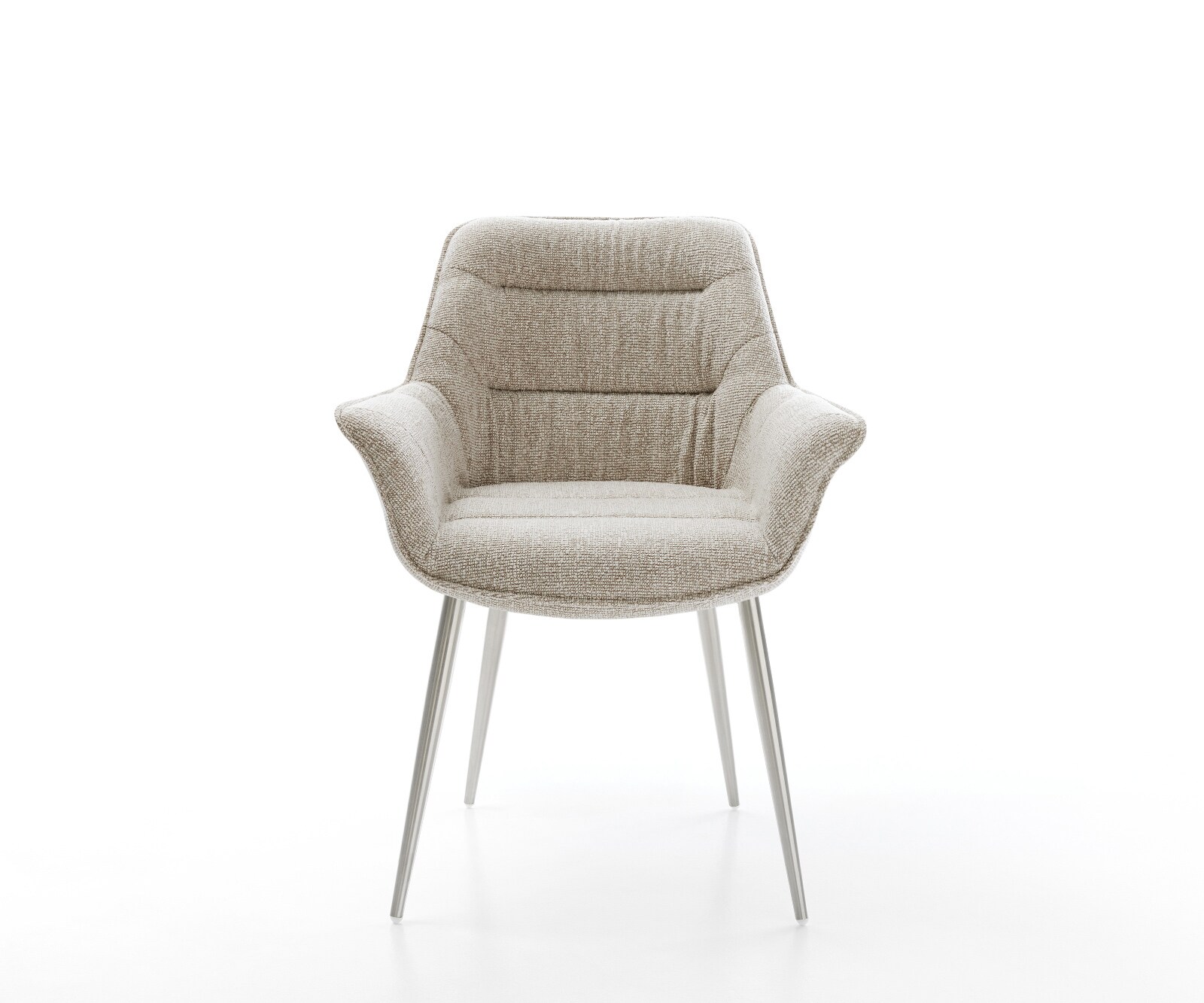 Chaise-de-salle-à-manger Kaira-Flex tissu tissé doux beige 4 pieds coniques acier inoxydable 2