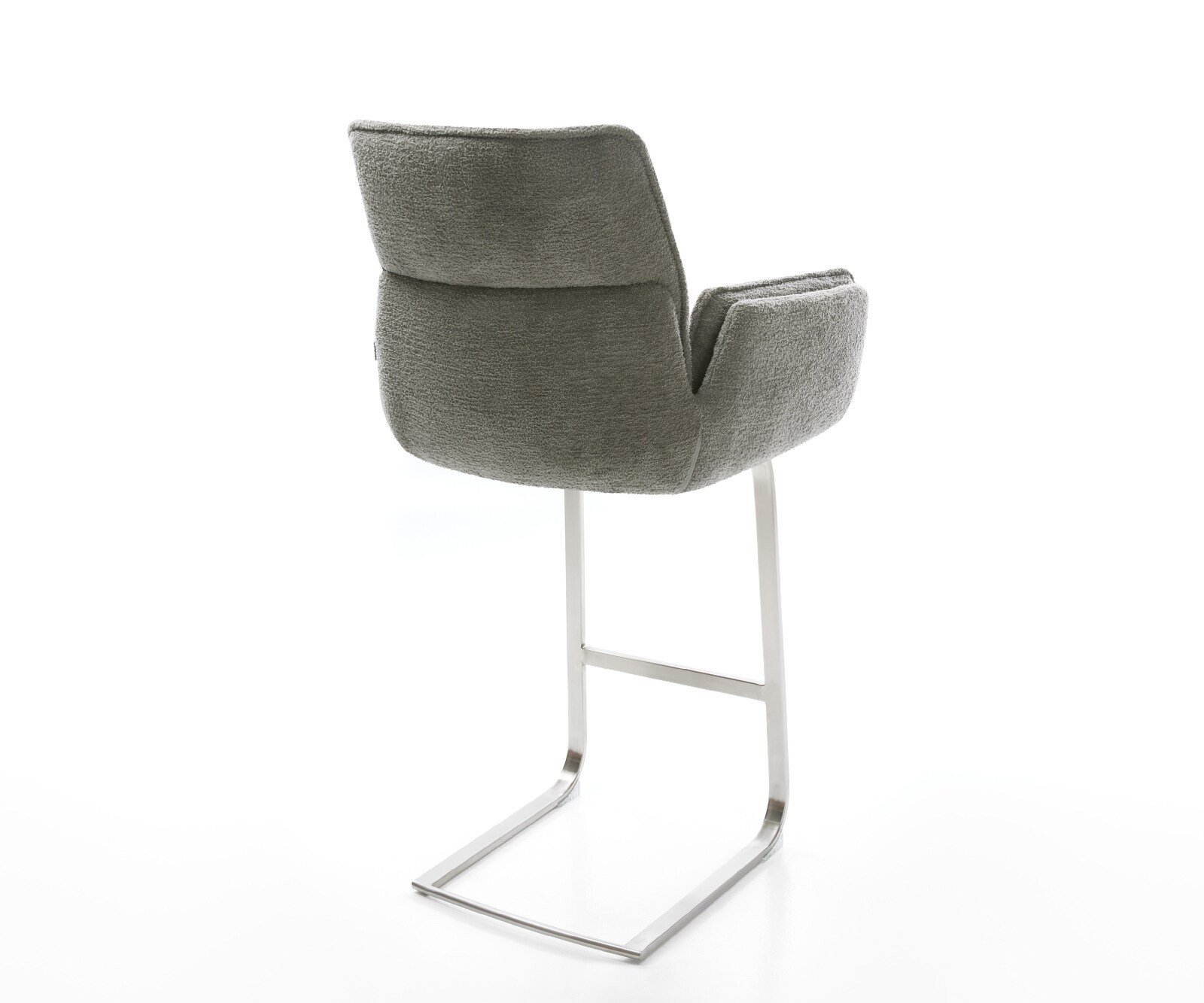 Chaise-de-bar Nela-Flex Bouclé doux Boue Pied cantilever acier inoxydable Argent 5