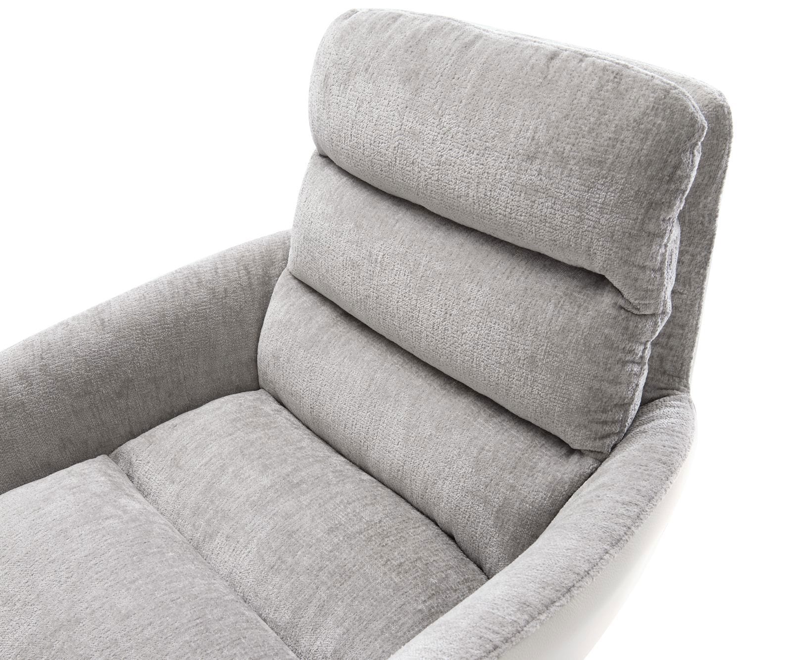Chaise-pivotante Abelia-Flex avec accoudoirs tissu mixte cuir de vache blanc-gris argenté pied de chaise 4 branches blanc pivotement sur 360° fonction bascule 3 Chaise-pivotante Abelia-Flex avec accoudoirs tissu mixte cuir de vache blanc-gris argenté pied de chaise 4 branches blanc pivotement sur 360° fonction bascule 3