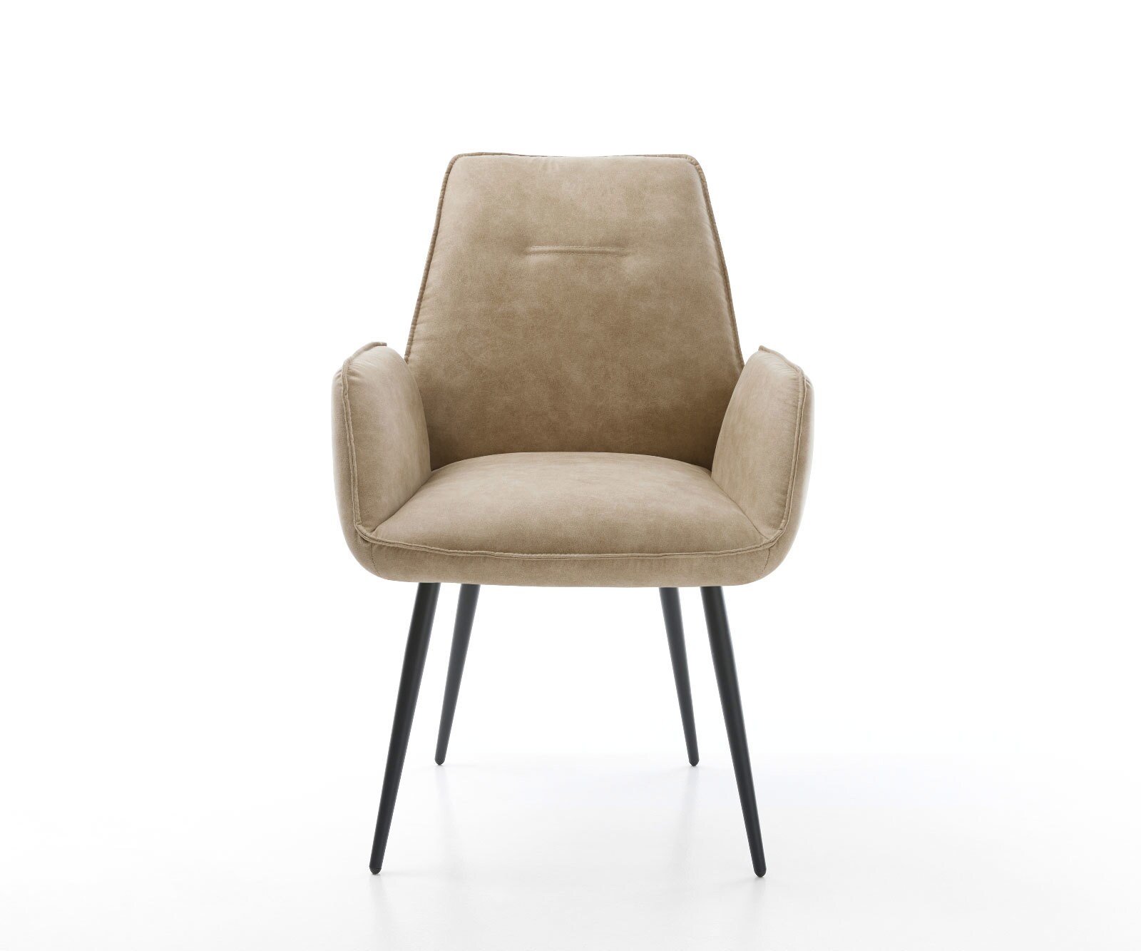 Chaise-de-salle-à-manger Zoa-Flex microvelours beige vintage 4 pieds coniques noir ressorts ensachés 1