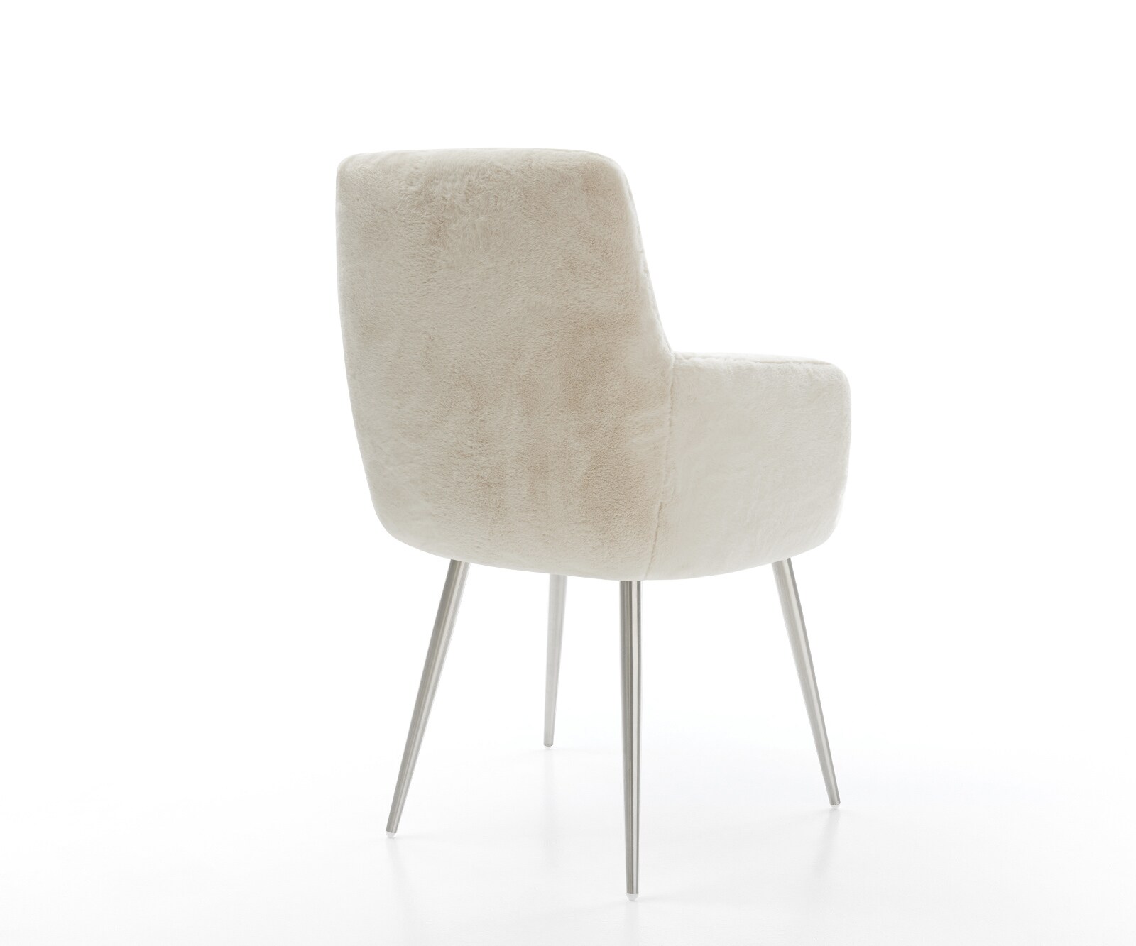 Chaise-de-salle-à-manger Heira-Flex avec accoudoirs peluche crème-blanc 4 pieds coniques acier inoxydable resorts ensachés 5