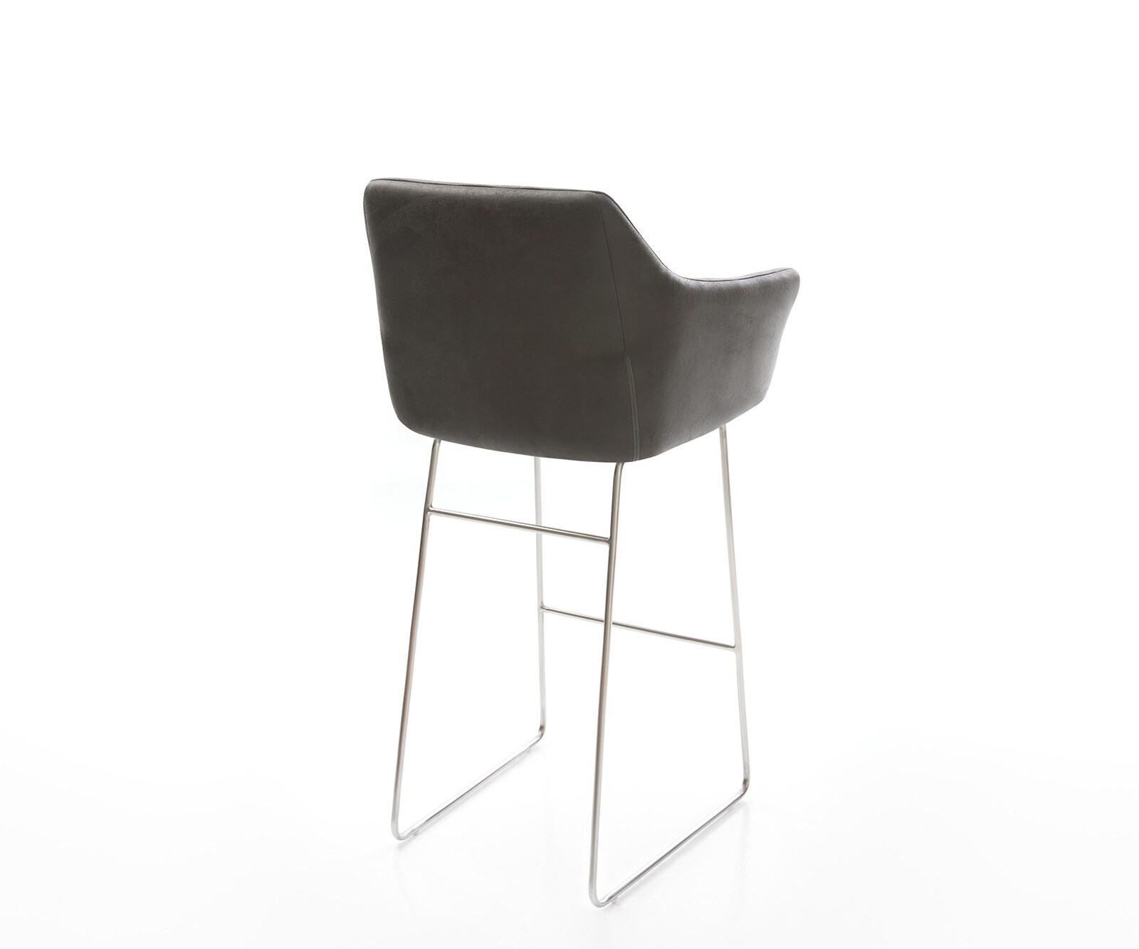 Chaise-de-bar Yulo-Flex vintage anthracite cadre patin acier inoxydable 4