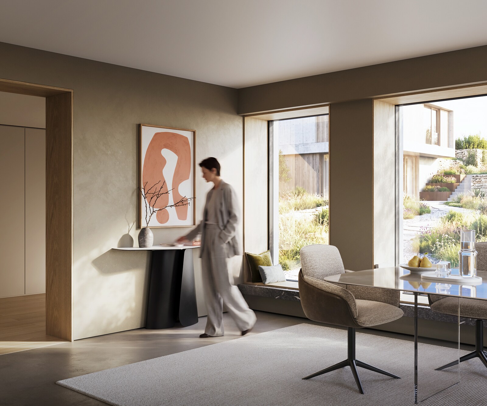 Console Edge Polygonal 140x50 cm Céramique Laminam® Statuarietto Weiß Livos Métal Noir 6