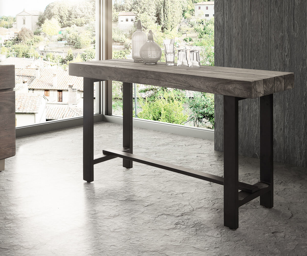Table-haute Blokk Acacia naturel 165x60 Table de bar style industriel 2