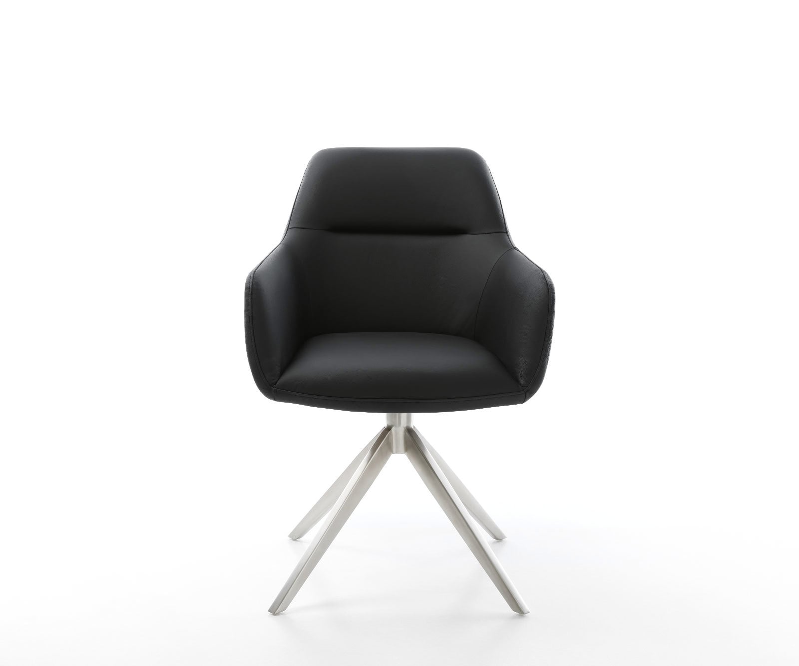 Chaise-pivotante Pejo-Flex cuir de vache noir pied croisé large acier inoxydable brossé pivotement sur 360° fonction bascule ressorts ensachés 1 Chaise-pivotante Pejo-Flex cuir de vache noir pied croisé large acier inoxydable brossé pivotement sur 360° fonction bascule ressorts ensachés 1