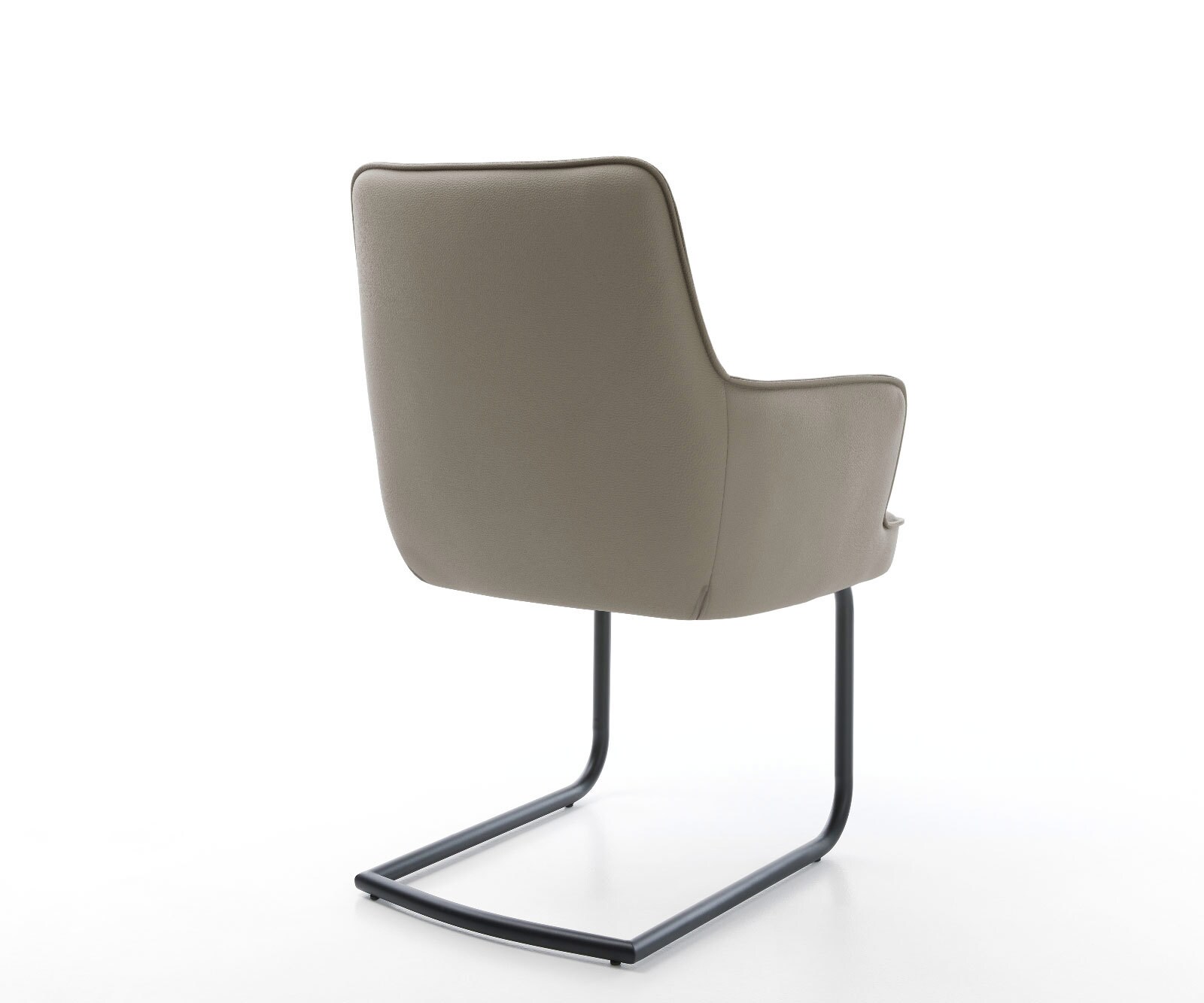 Cantilever Heira-Flex avec accoudoirs cuir de vache couleur boue pied cantilever rond noir ressorts ensachés 5
