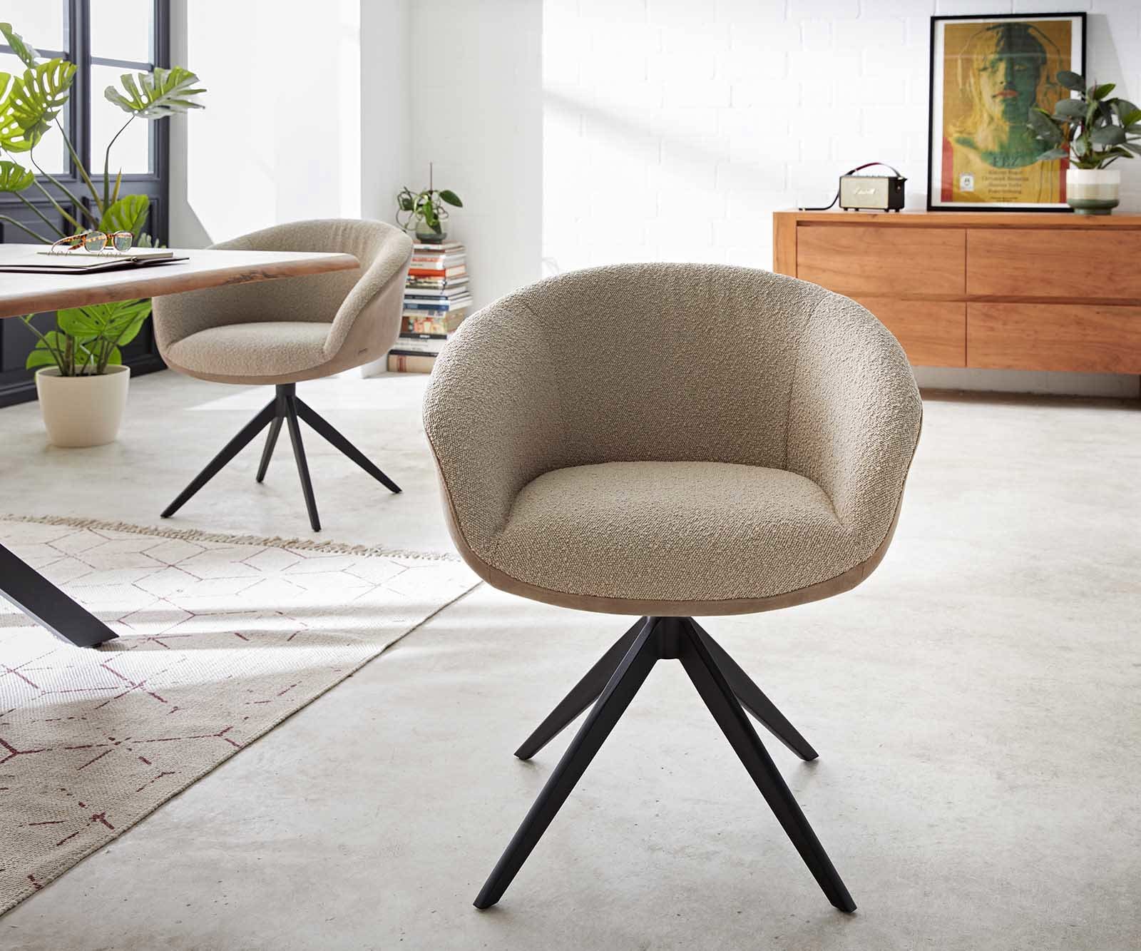 Chaise-pivotante Vinka-Flex avec accoudoirs tissu mixte couleur boue pied croisé large noir pivotement sur 360° ressorts ensachés 1 Chaise-pivotante Vinka-Flex avec accoudoirs tissu mixte couleur boue pied croisé large noir pivotement sur 360° ressorts ensachés 1