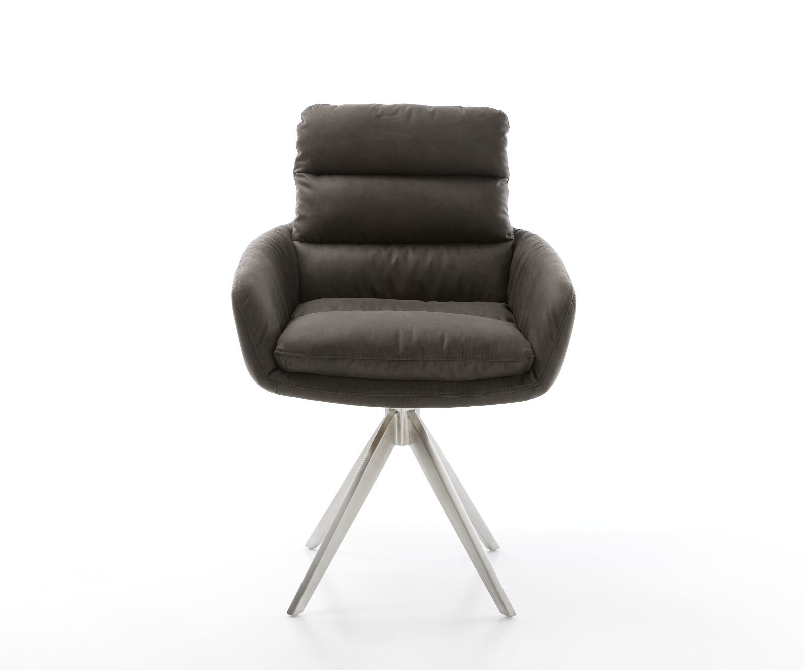 Chaise-de-salle-à-manger Abelia-Flex avec accoudoirs microvelours anthracite vintage pied croisé angulaire acier inoxydable brossé 1 Chaise-de-salle-à-manger Abelia-Flex avec accoudoirs microvelours anthracite vintage pied croisé angulaire acier inoxydable brossé 1