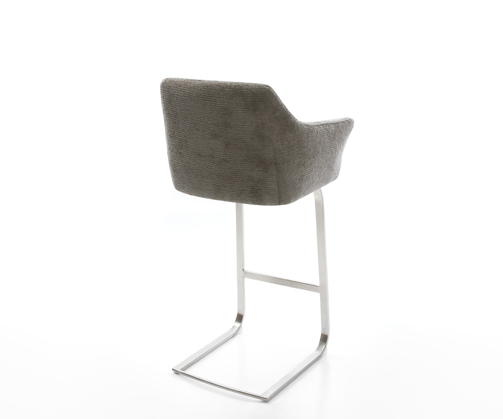Chaise-de-bar Yulo-Flex Bouclé doux Boue Pied cantilever acier inoxydable Argent 4