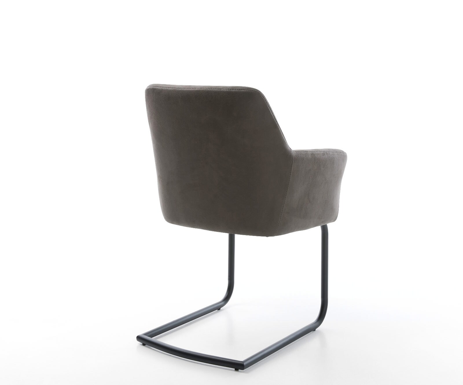 Cantilever Xana-Flex avec accoudoirs microvelours anthracite vintage pied cantilever rond noir ressorts ensachés 4