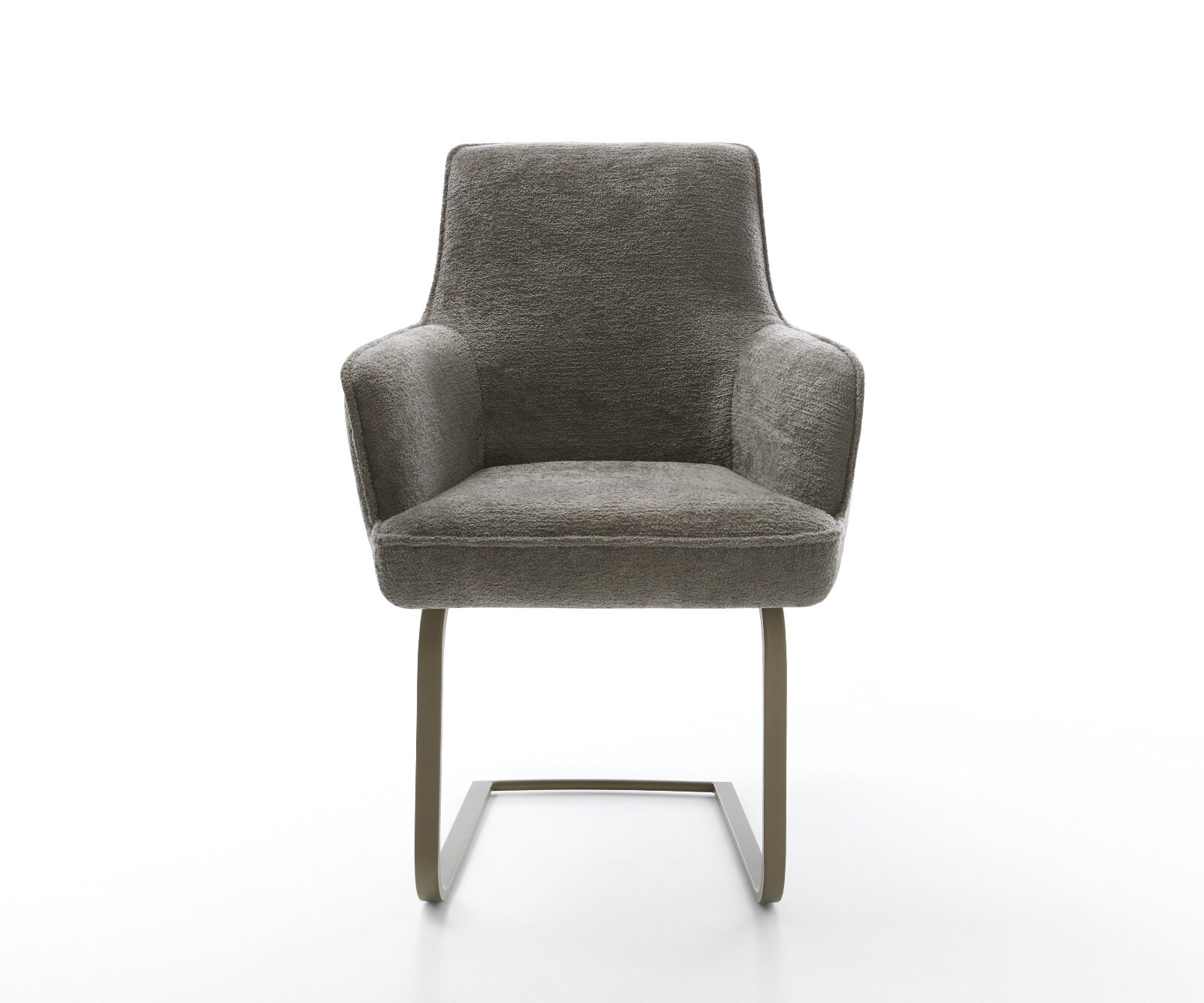 Cantilever Heira-Flex avec accoudoirs bouclé doux couleur boue pied cantilever plat aspect titane resorts ensachés 2