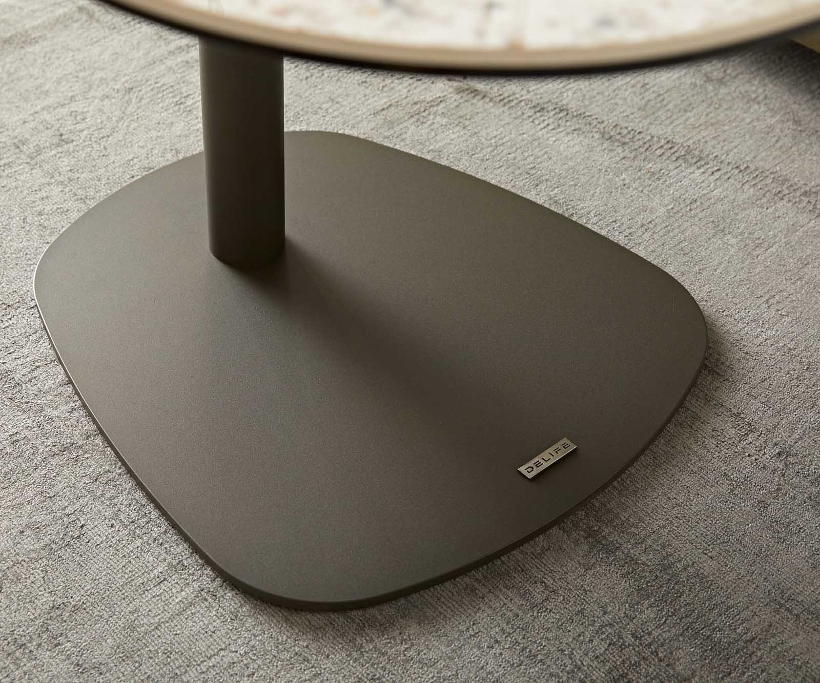 Table d'appoint Elenya 60x60 cm céramique Minas Melange blanc-beige piètement effet titane 6