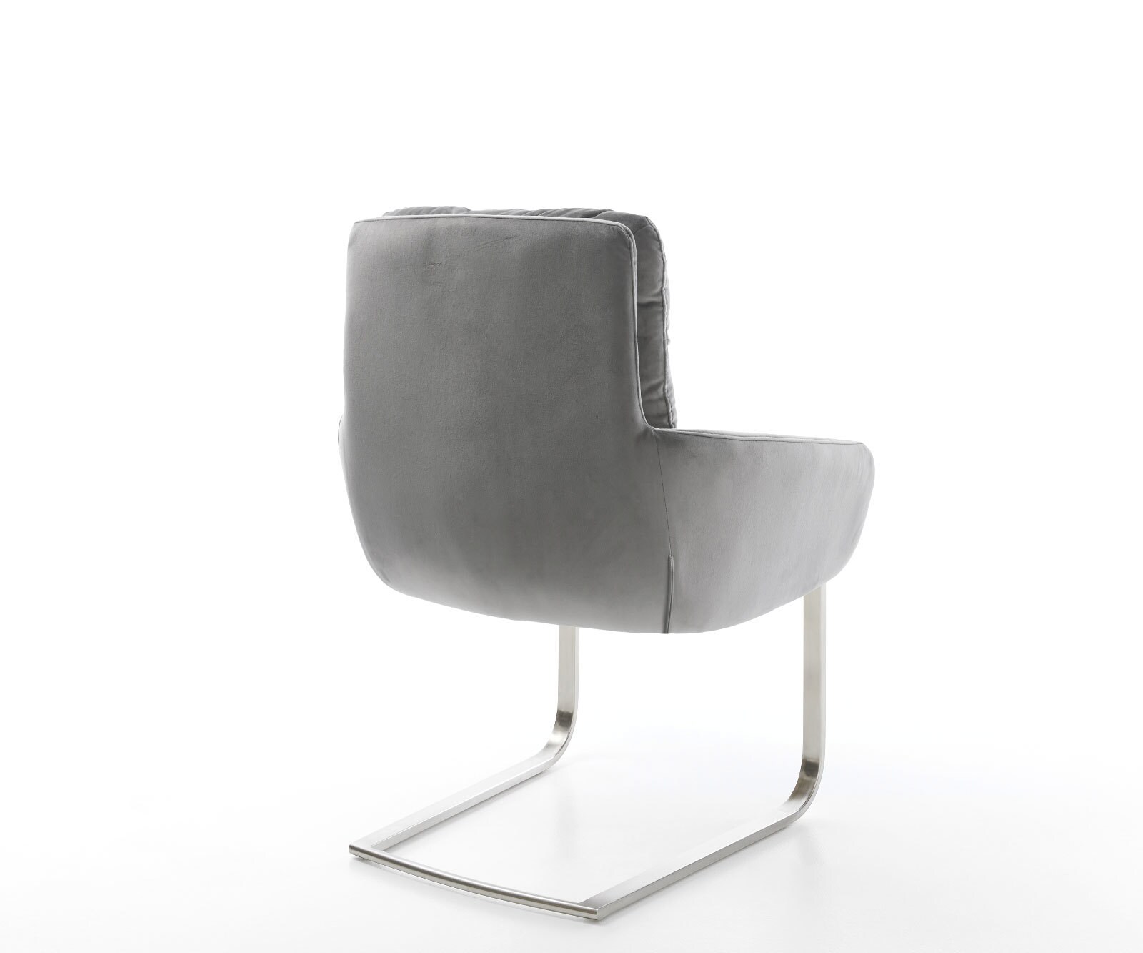 Cantilever Abelia-Flex avec accoudoirs velours gris pied cantilever plat acier inoxydable brossé 4 Cantilever Abelia-Flex avec accoudoirs velours gris pied cantilever plat acier inoxydable brossé 4