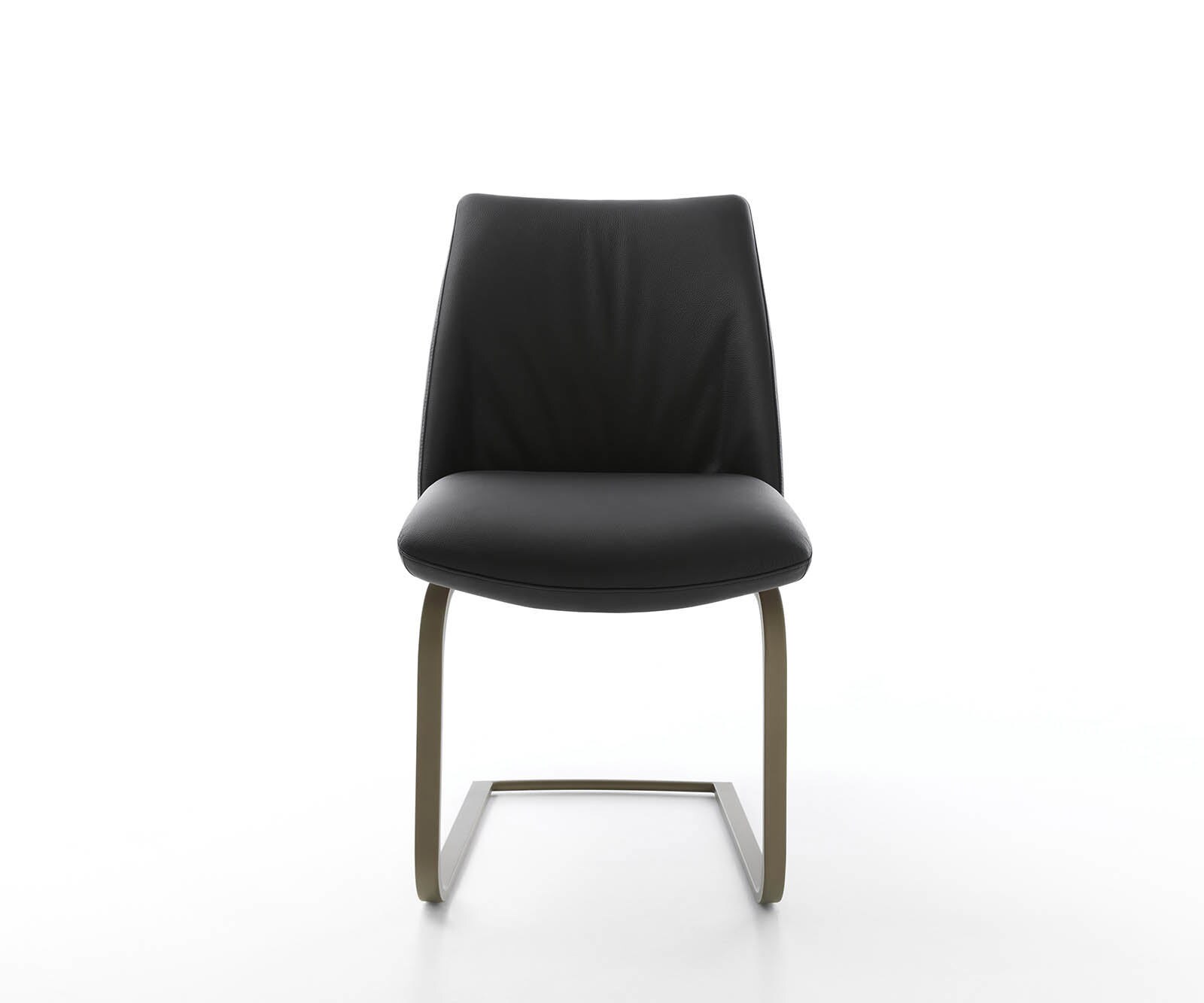 Cantilever Elso-Flex cuir de vache noir pied cantilever plat aspect titane ressorts ensachés 1