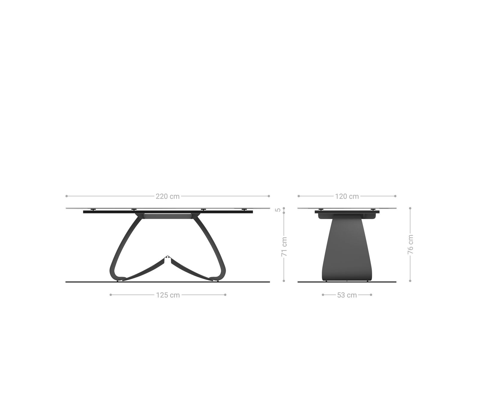 Table à manger Edge ovalee 220x120 céramique Iris FMG Onice Oro cadre en W métal effet finition titanee 7