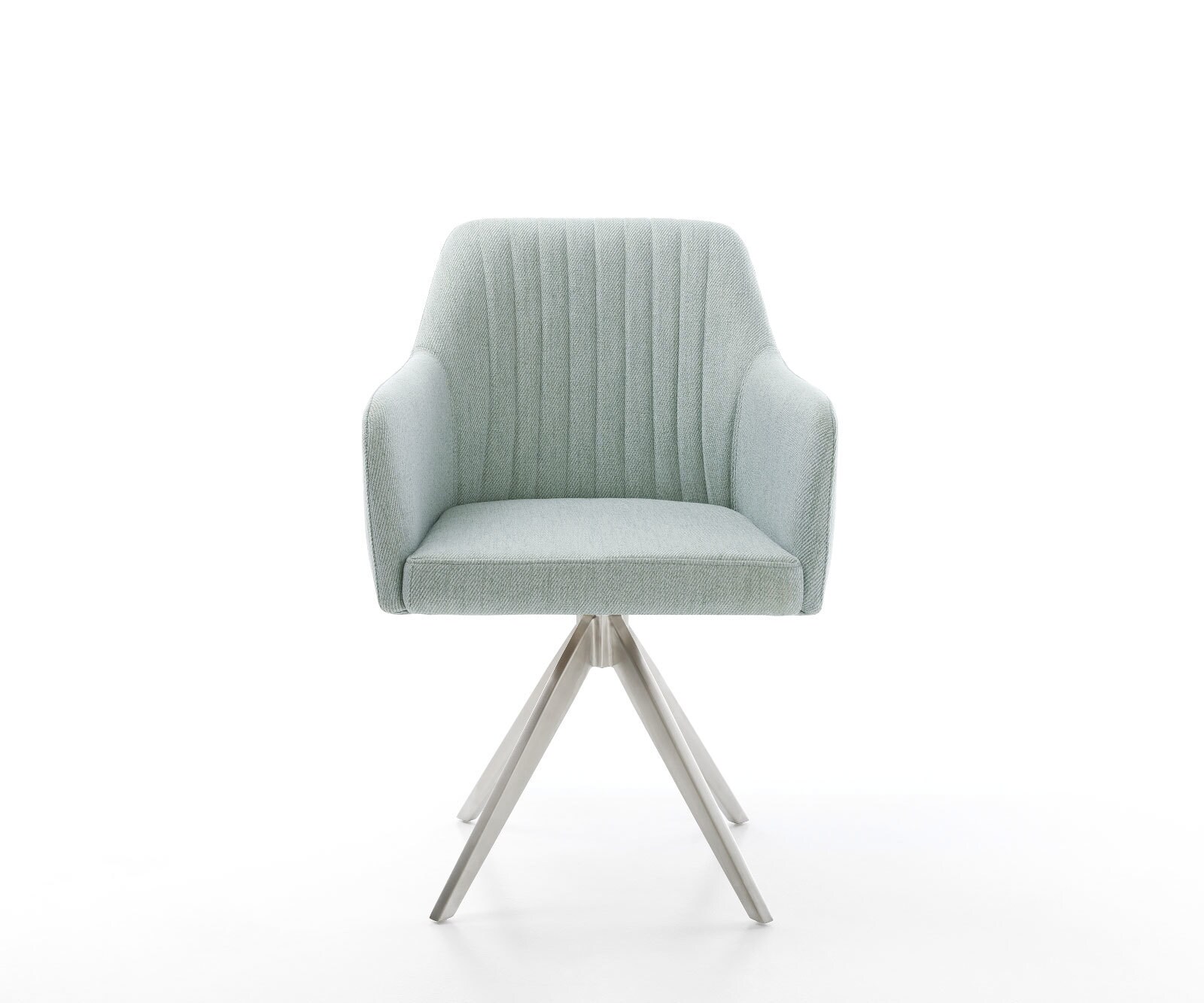 Chaise-de-salle-à-manger Greg-Flex rayures Vert menthe pied croisé angulaire acier inoxydable brossé 1
