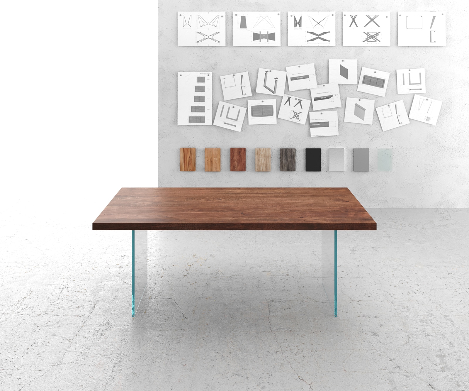 Table-à-manger Edge 200x100 XL acacia marron verre 1 Table-à-manger Edge 200x100 XL acacia marron verre 1