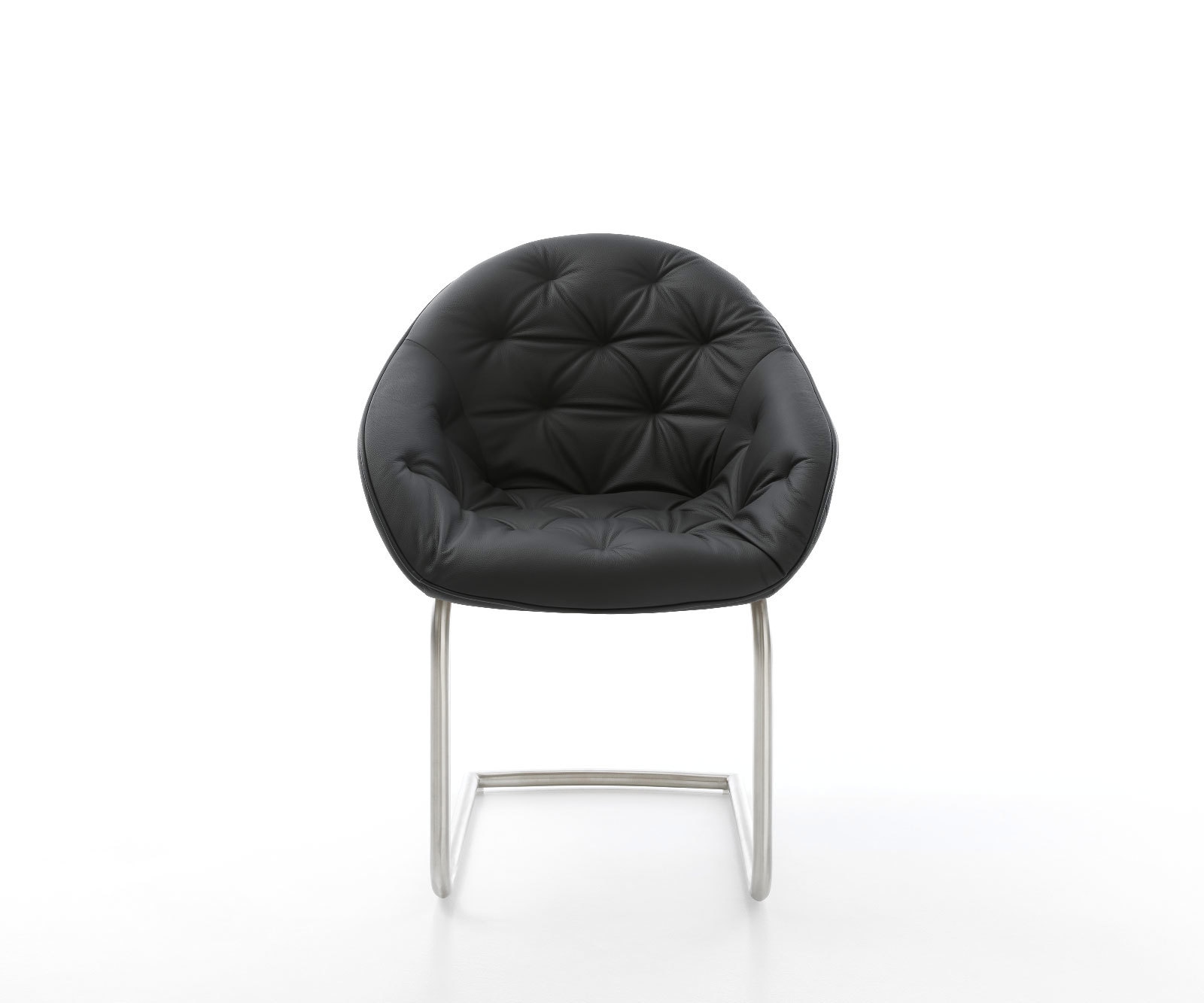 Cantilever Gaio-Flex cuir de vache noir pied cantilever rond acier inoxydable brossé 1 Cantilever Gaio-Flex cuir de vache noir pied cantilever rond acier inoxydable brossé 1