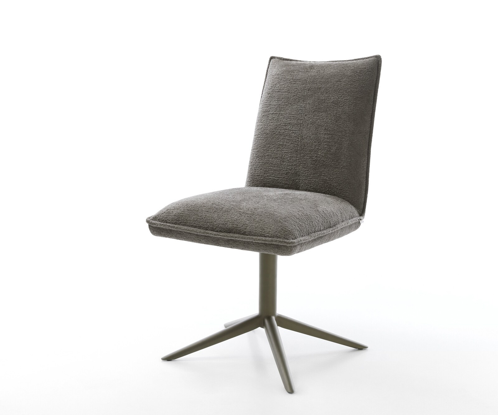 Chaise-pivotante Lelio-Flex bouclé doux couleur boue pied de chaise 4 branches aspect titane pivotement sur 360° fonction bascule resorts ensachés 1
