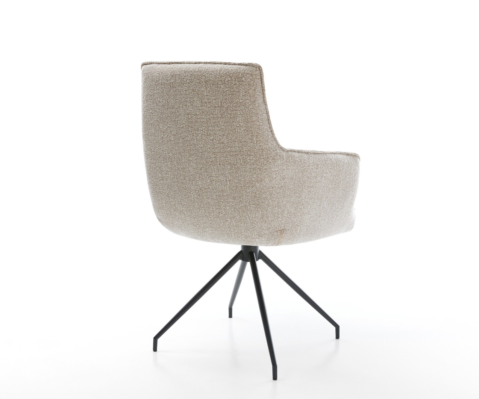 Chaise-de-salle-à-manger Heira-Flex avec accoudoirs tissu tissé doux beige pied croisé conique noir resorts ensachés 5