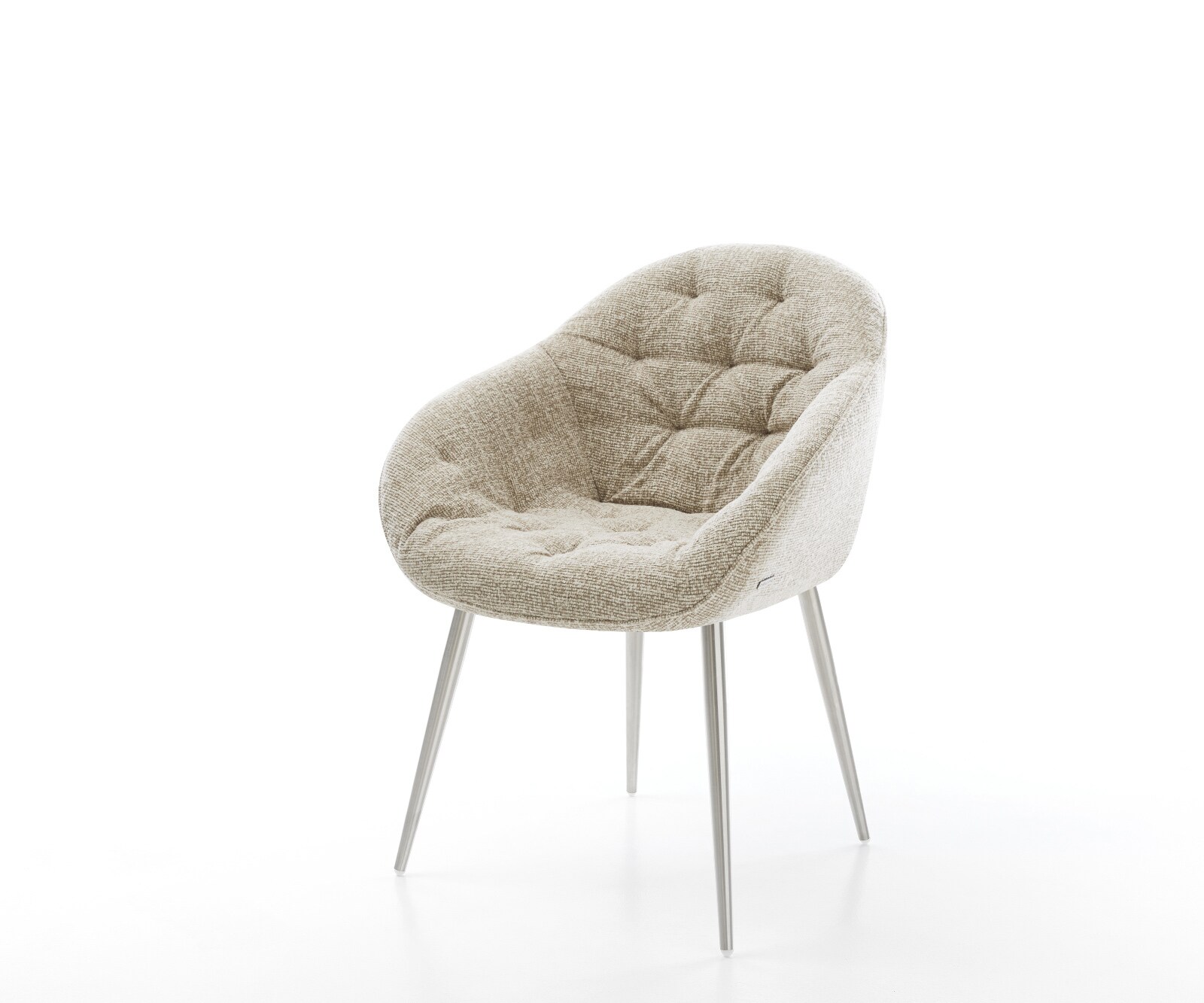 Chaise-de-salle-à-manger Gaio-Flex tissu tissé doux beige 4 pieds coniques acier inoxydable 1