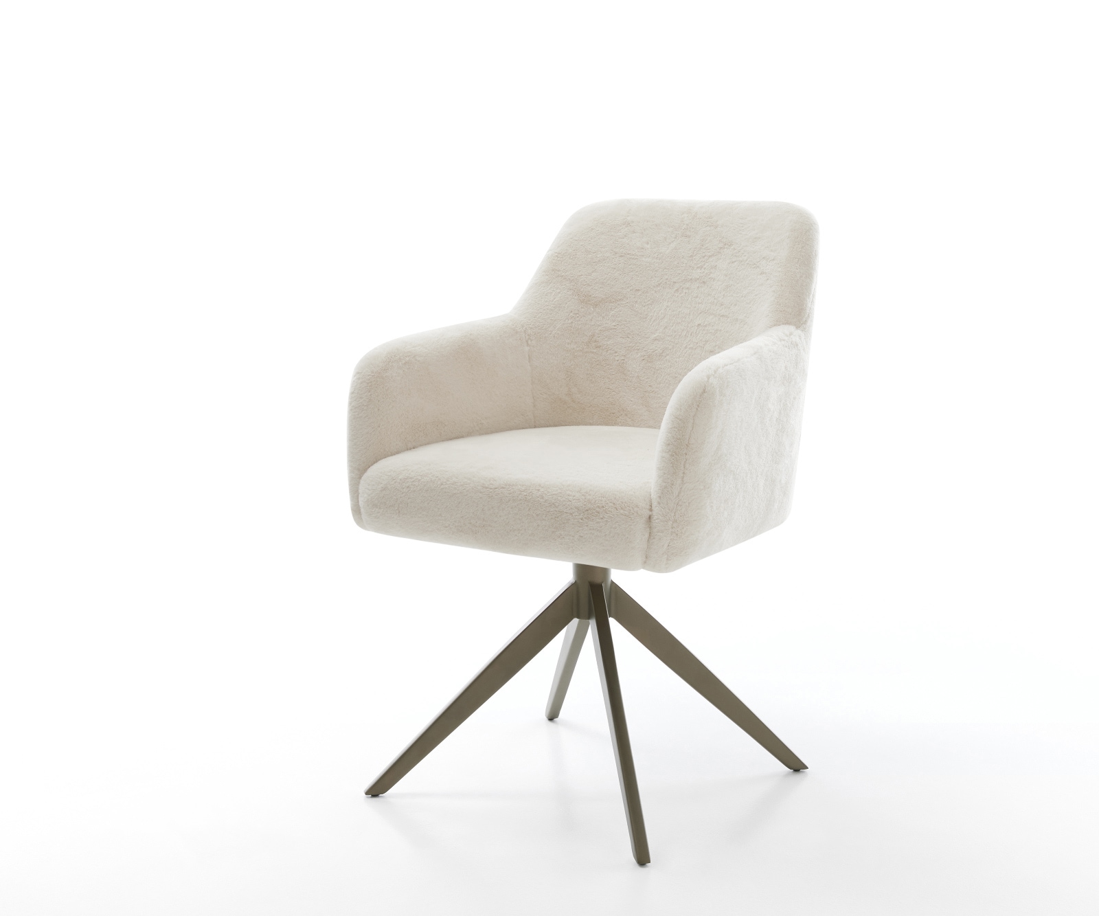 Chaise-pivotante Greg-Flex peluche crème-blanc pied croisé large aspect titane pivotement sur 360° fonction bascule resorts ensachés 1