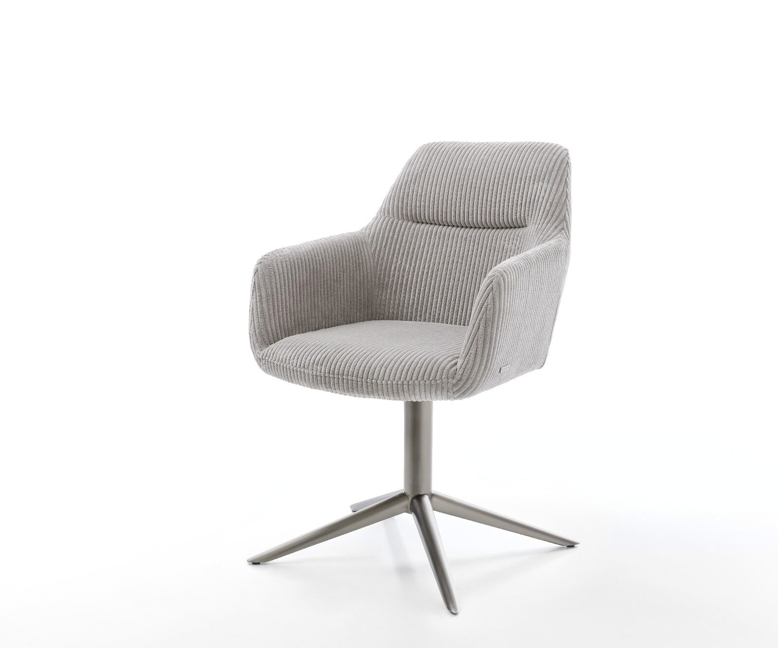 Chaise-pivotante Pejo-Flex côtelé gris argenté pied de chaise 4 branches grafiete pivotement sur 360° fonction bascule ressorts ensachés 1