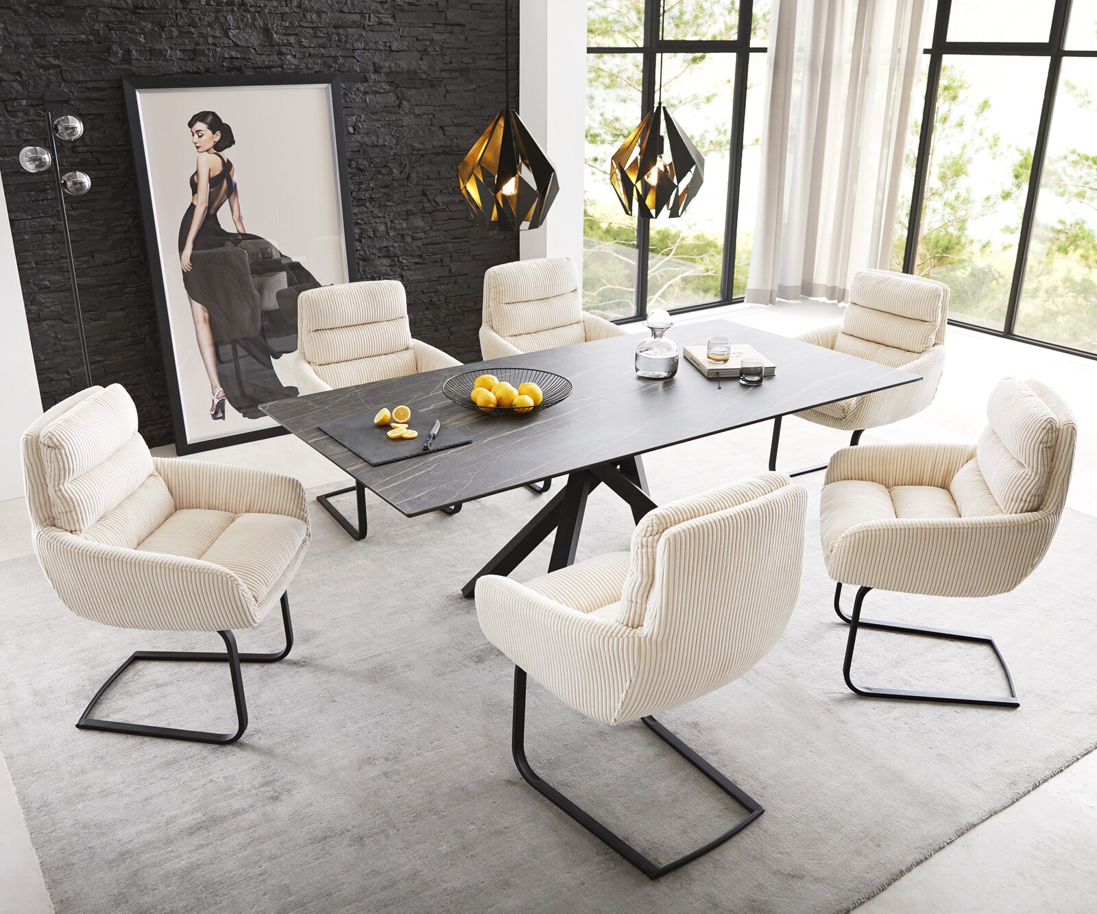 Cantilever Abelia-Flex avec accoudoirs côtelé beige vintage pied cantilever plat noir 3 Cantilever Abelia-Flex avec accoudoirs côtelé beige vintage pied cantilever plat noir 3