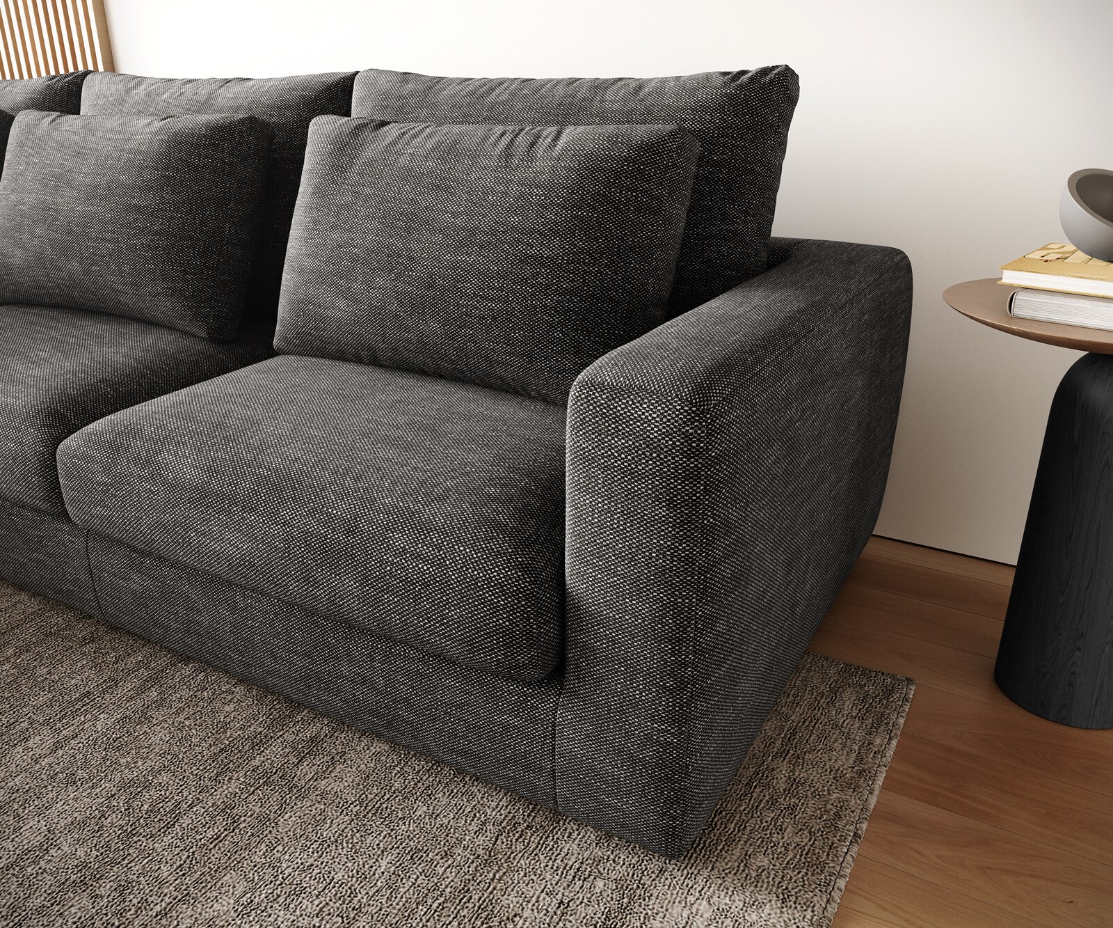 Canapé d'angle Isla 330x225 cm Chenille Anthracite méridiènne  gauche 4
